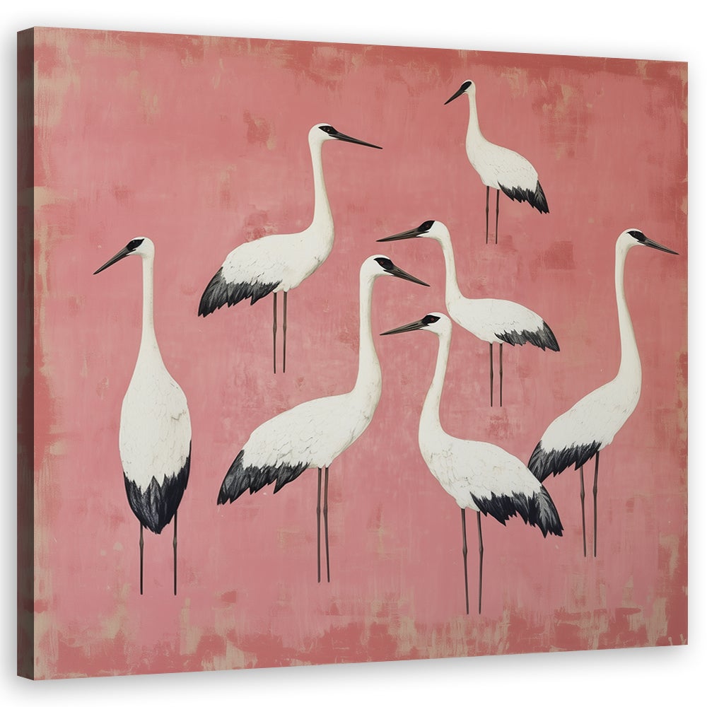 Quadro su tela, Uccelli Gru Rosa - 60x60 | Leroy Merlin