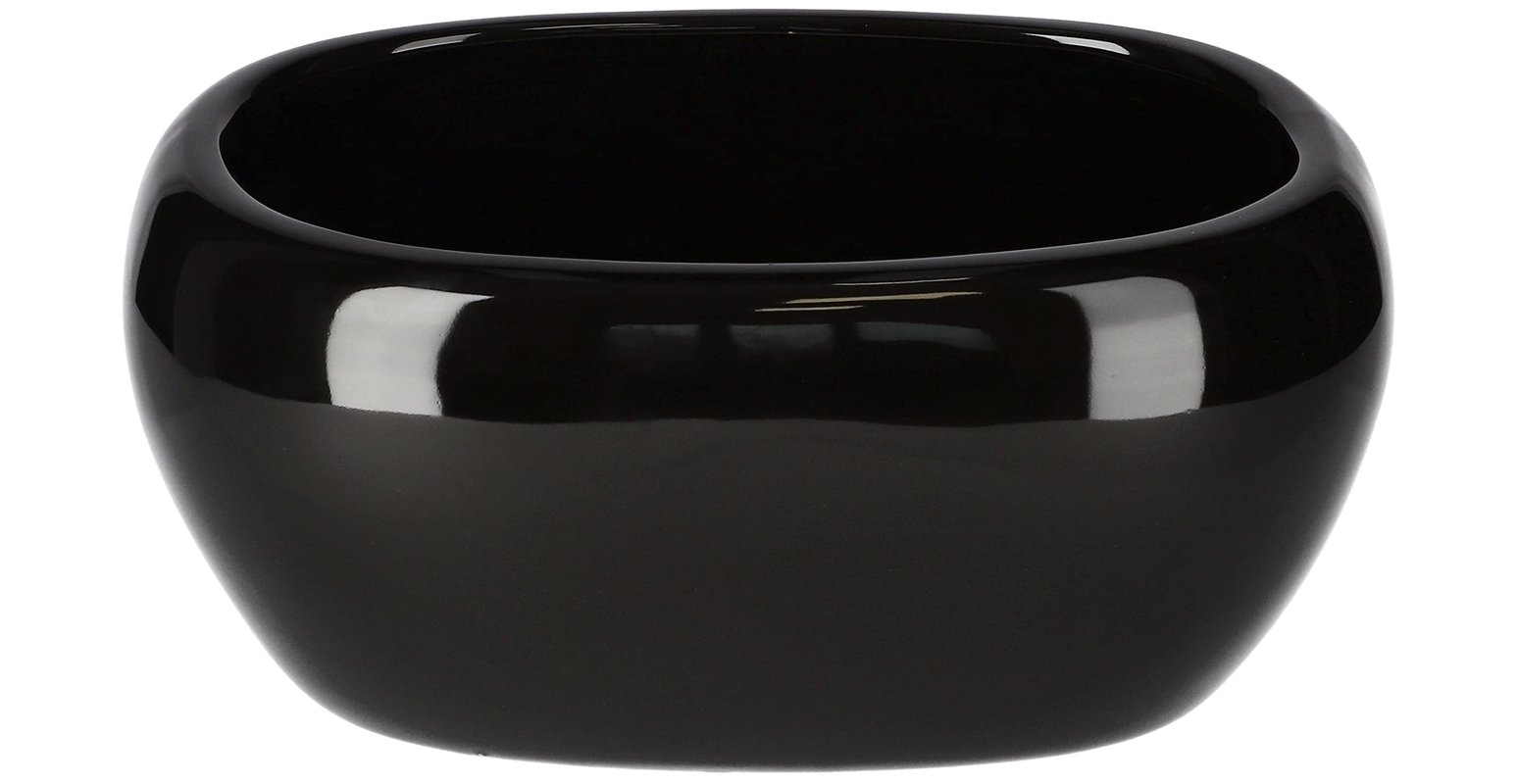 Doniczka donica ceramiczna szkliwiona owalna 27x12 cm czarna kwiaty rośliny - KOTARBAU