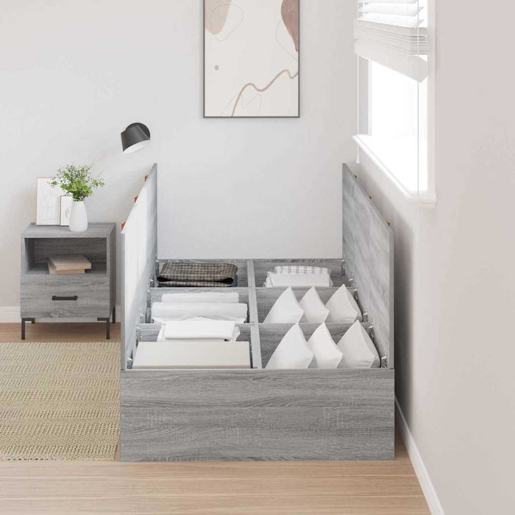 Cadre de lit avec rangement et porte gris 90 x 200 cm - 3
