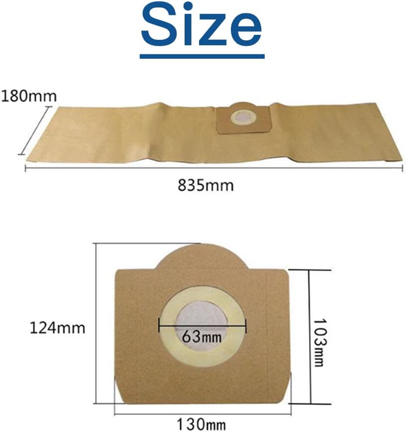 Sac Aspirateur, Lot de 5 Sacs droits Aspirateur pour Karcher WD3, WD 3 Premium, WD3200, WD3500P, A2204, A2204, A2534, SE4001 - 2