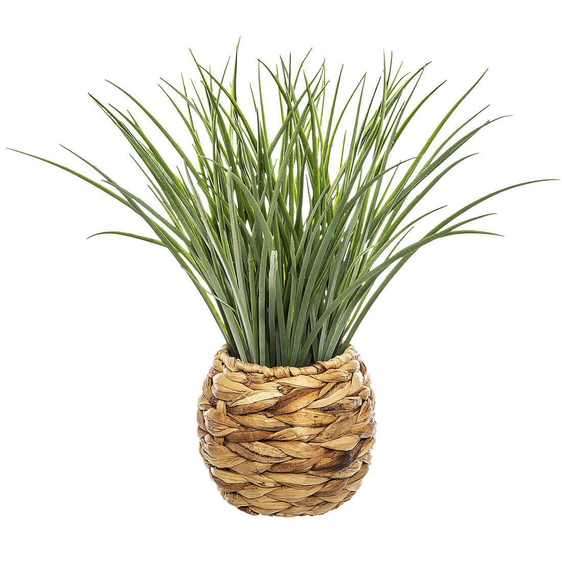 Planta decorativa atmosphera iarba in ghiveci impletit, 50x49 cm, aspect realist, maro natur