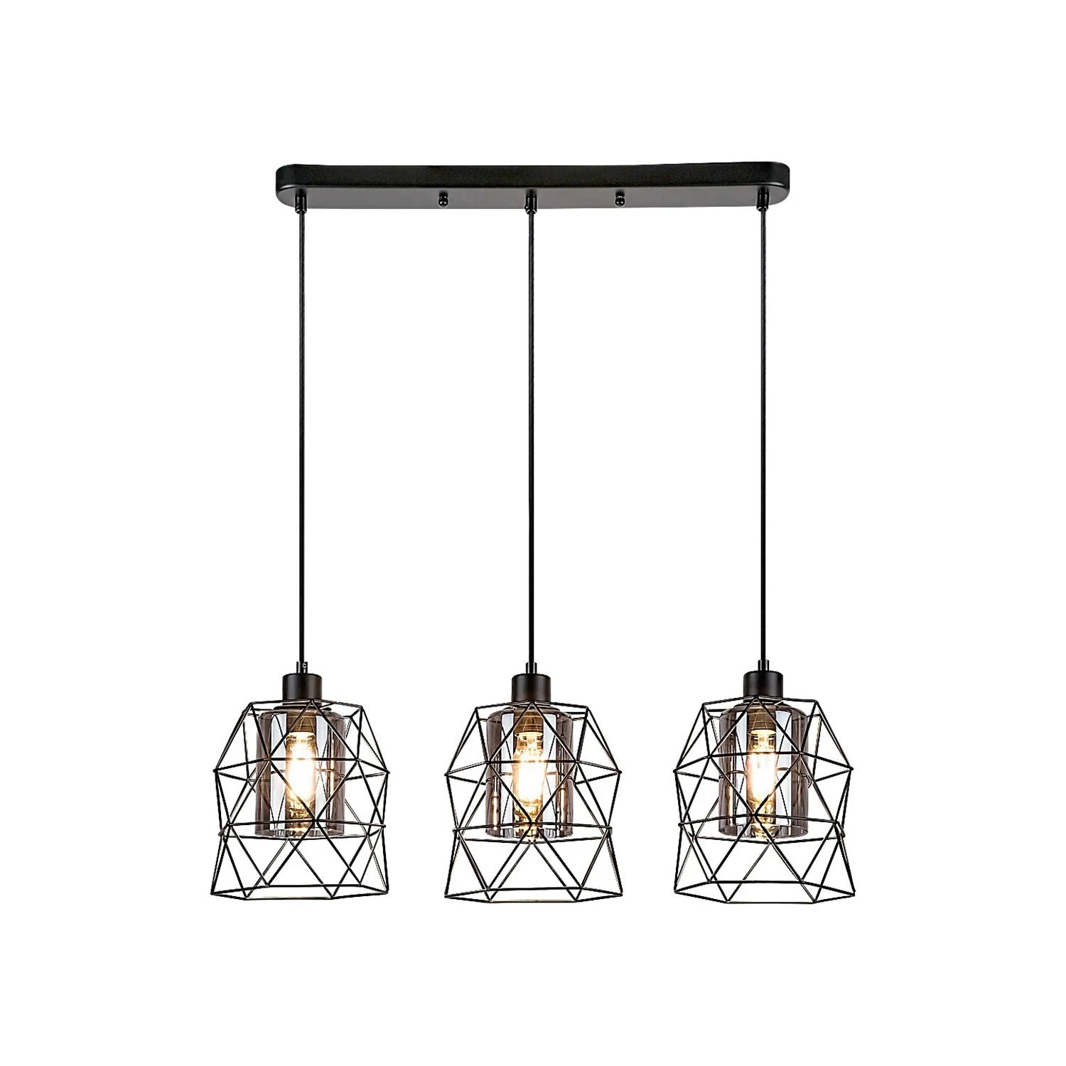 Lampa wisząca Emrys czarny matowa-kolor dymny 3xE27x40W metal wym:180x57,5x20cm IP20 Rabalux