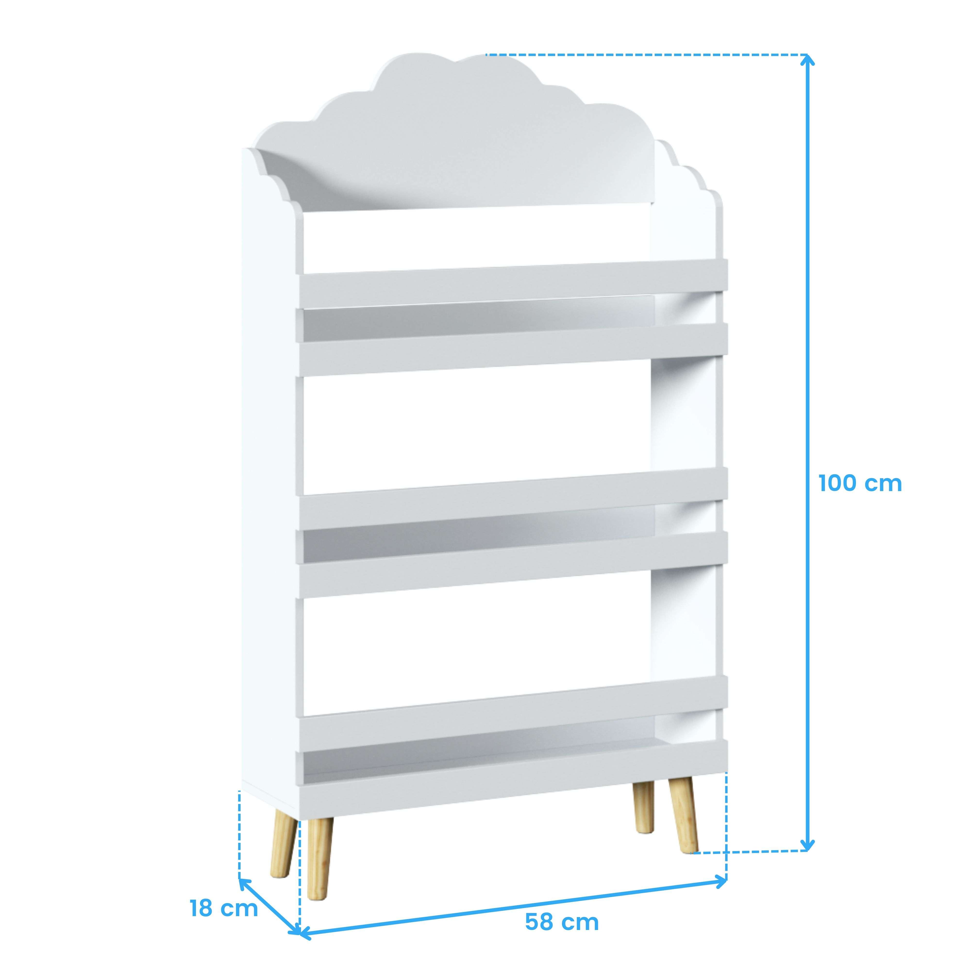 Bibliothèque pour Chambre enfant en MDF Blanc H. 100 x l. 58 x P. 18 cm - 9