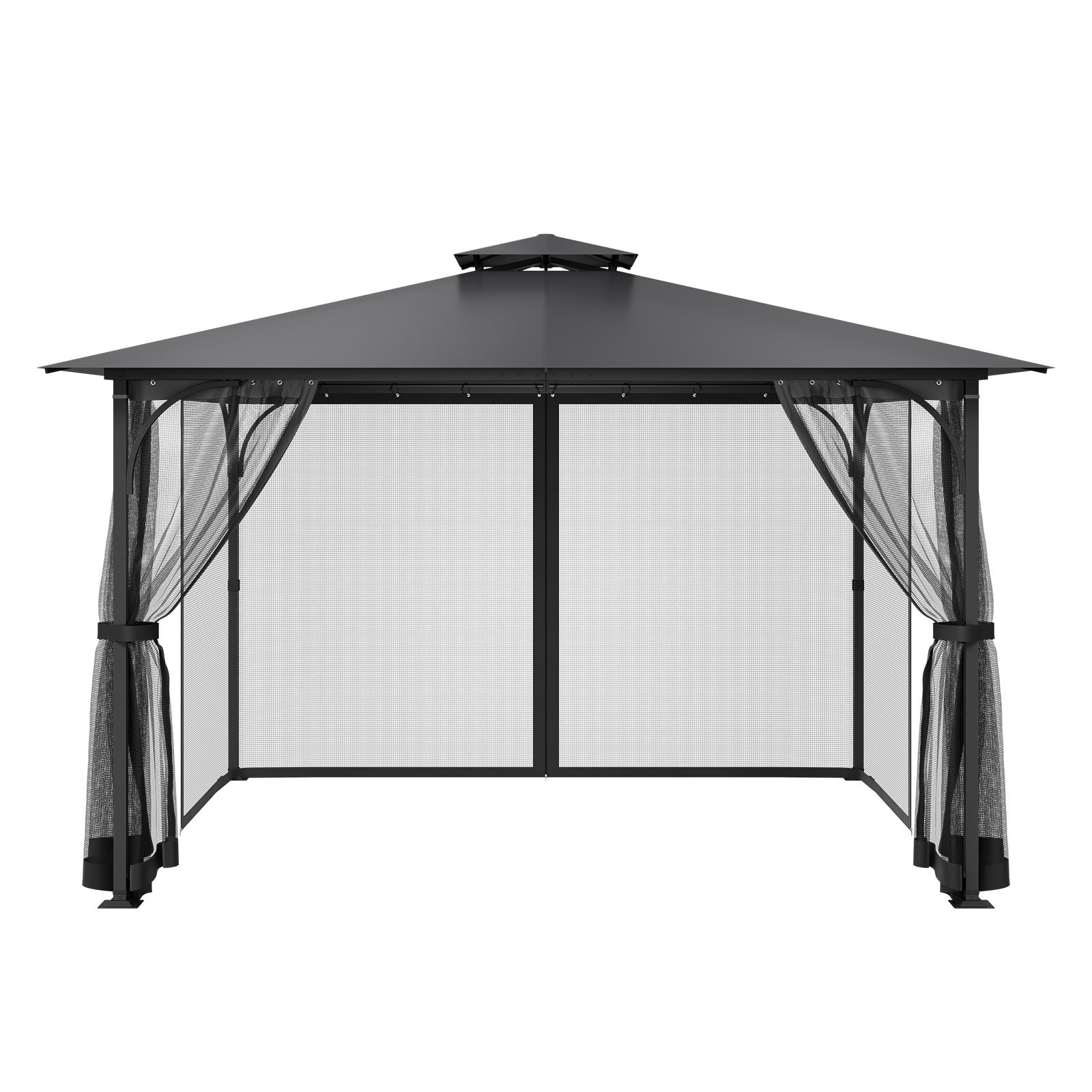 Moustiquaire de Tonnelle VEVOR 340 x 340 x 226 cm, pour Gazebo 365,8 x 365,8 cm, 4 Panneaux Zippés, 48 Crochets et Anneaux, Noir - 8