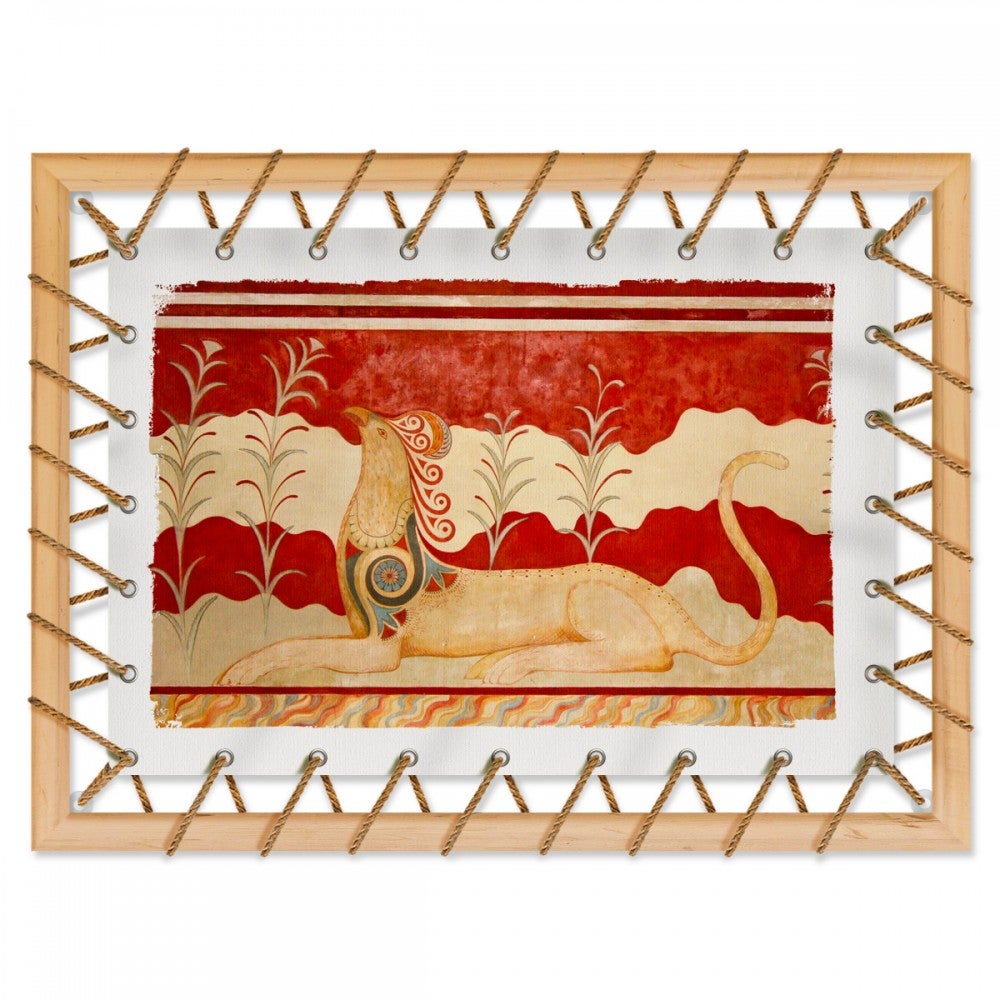 FRESCO Z KNOSSOS Z GRYFAMI – płótno drukowane naciągnięte na drewnianą ramę i liny konopne. Wymiary: 95 x 70 cm