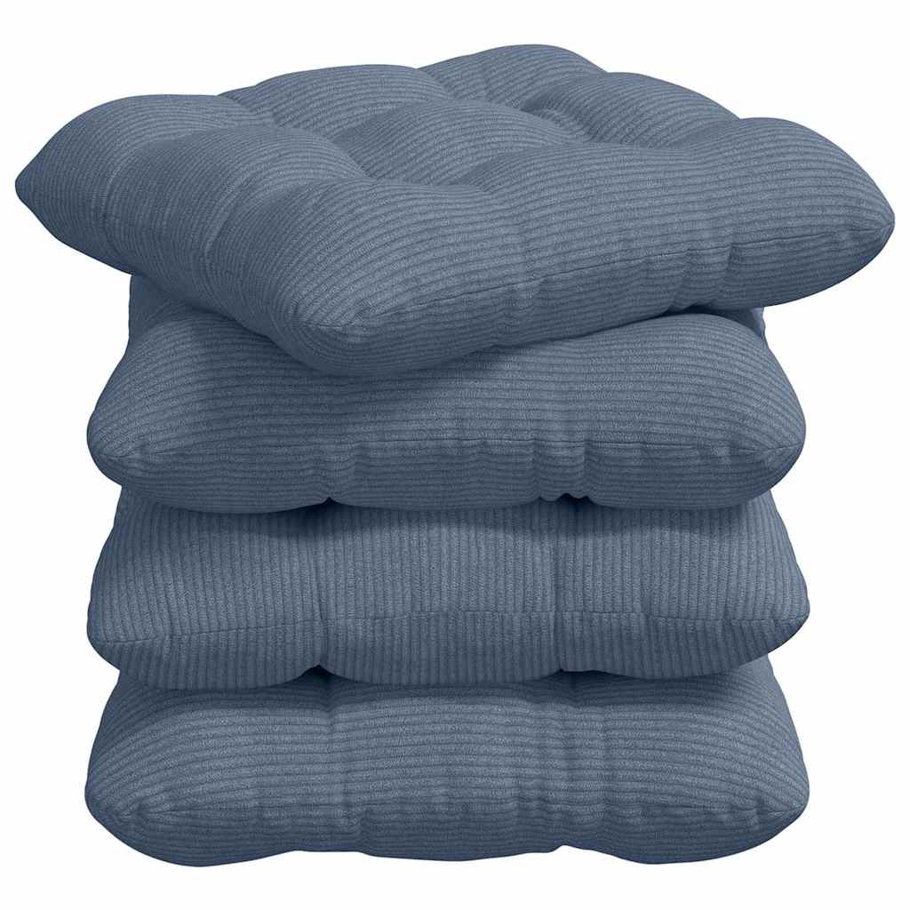 Cojines para asiento 4 pcs Azul 45 x 45 cm Tela de pana vidaXL - 2