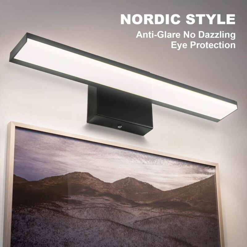 Miroir LED salle de bain 60 cm - 12W 1200LM, lumière froide 6000K, éclairage sans scintillement, IP44, pour salle de bain, moderne et pratique - 4