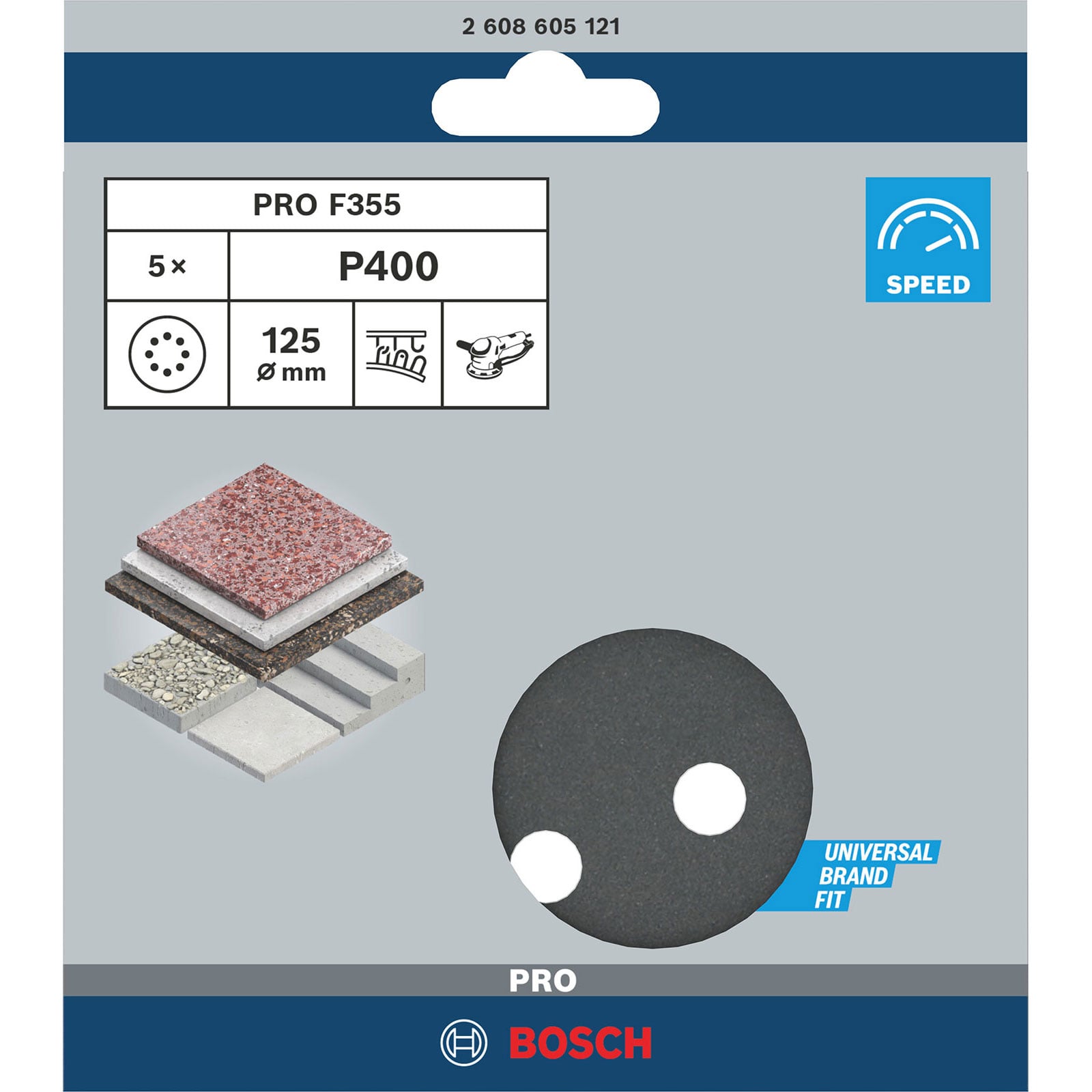 Bosch PRO F355 Tarcza szlifierska 125 mm 400 - 2608605121 - 5