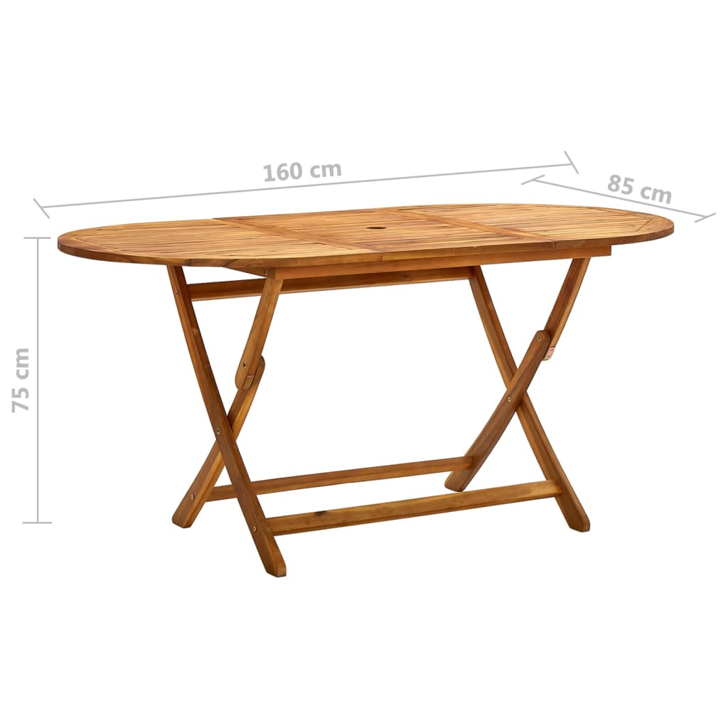 Table de jardin pliante en bois d'acacia massif 160x85x75 cm - 7
