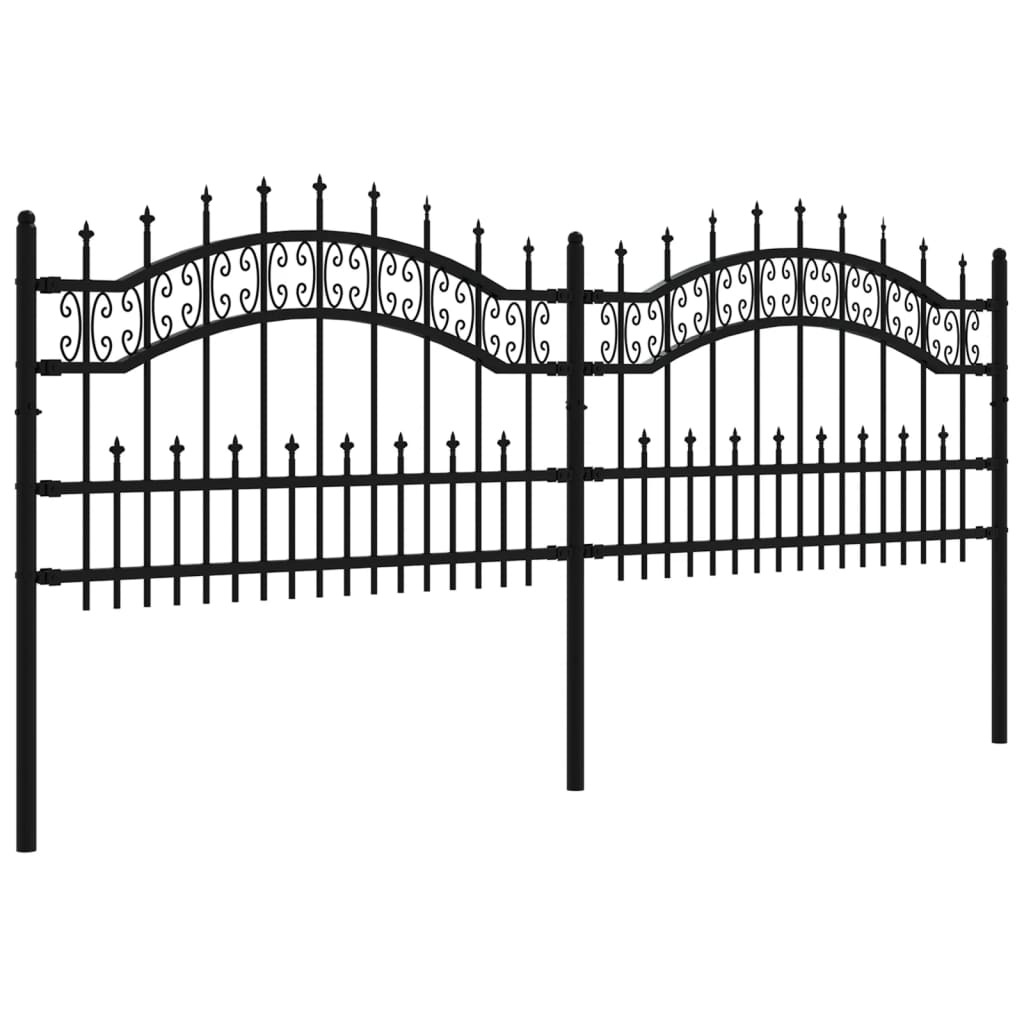 vidaXL Clôture de jardin KAMPEN avec pointe en forme de lance, noire, 240 x 75 cm, acier - 3