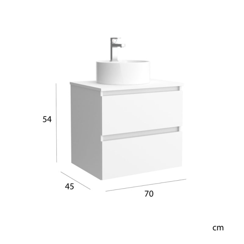 Meuble de salle de bain BEQUIA 70cm Blanc mat | Vasque à poser - 5
