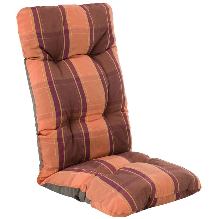 Poduszka na fotel Malaga pomarańczowy/brązowy krata PATIO