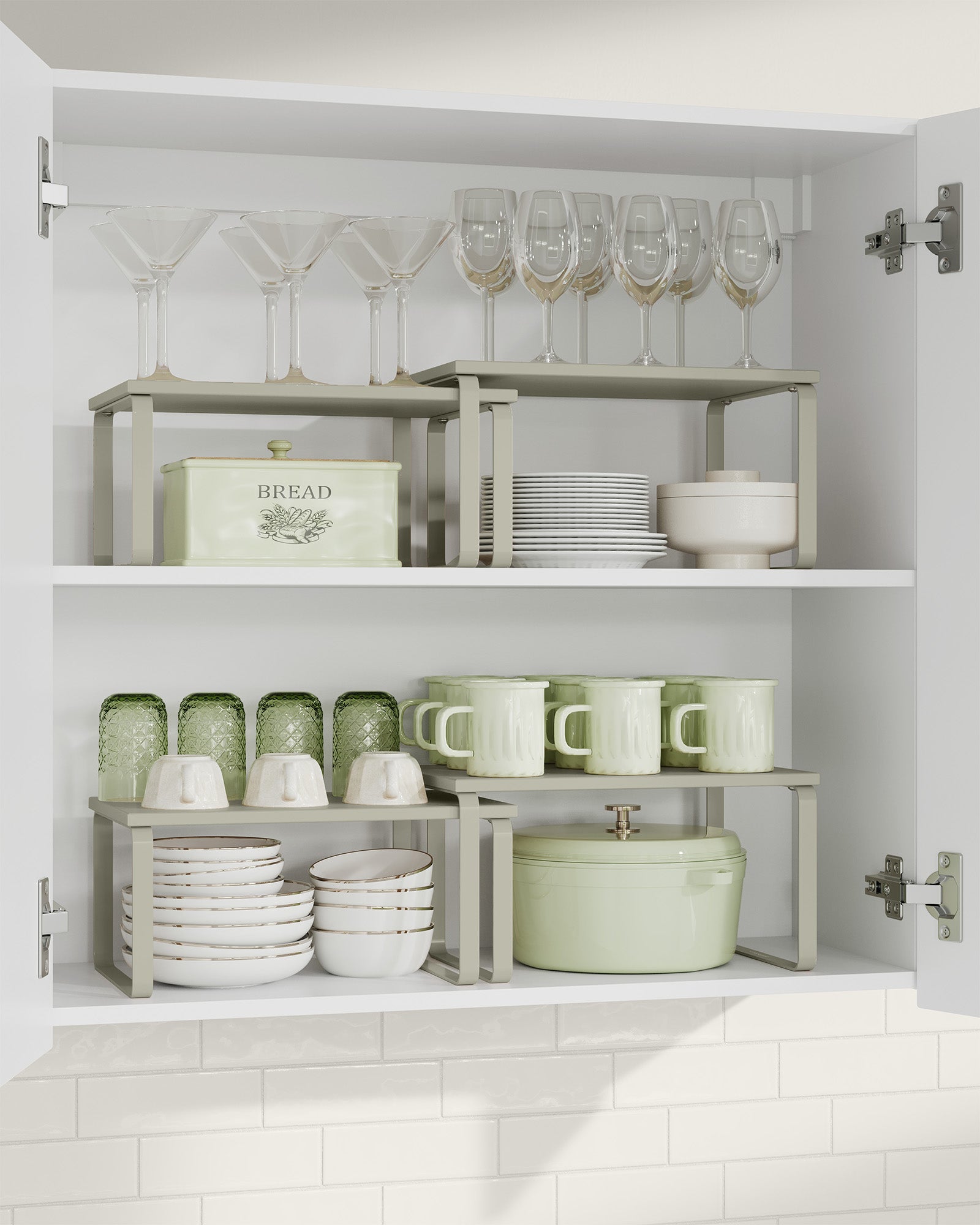 Estante para Especias, Juego de 2, Organizador de Armario, Especiero de Cocina Extensible, Beige - 2
