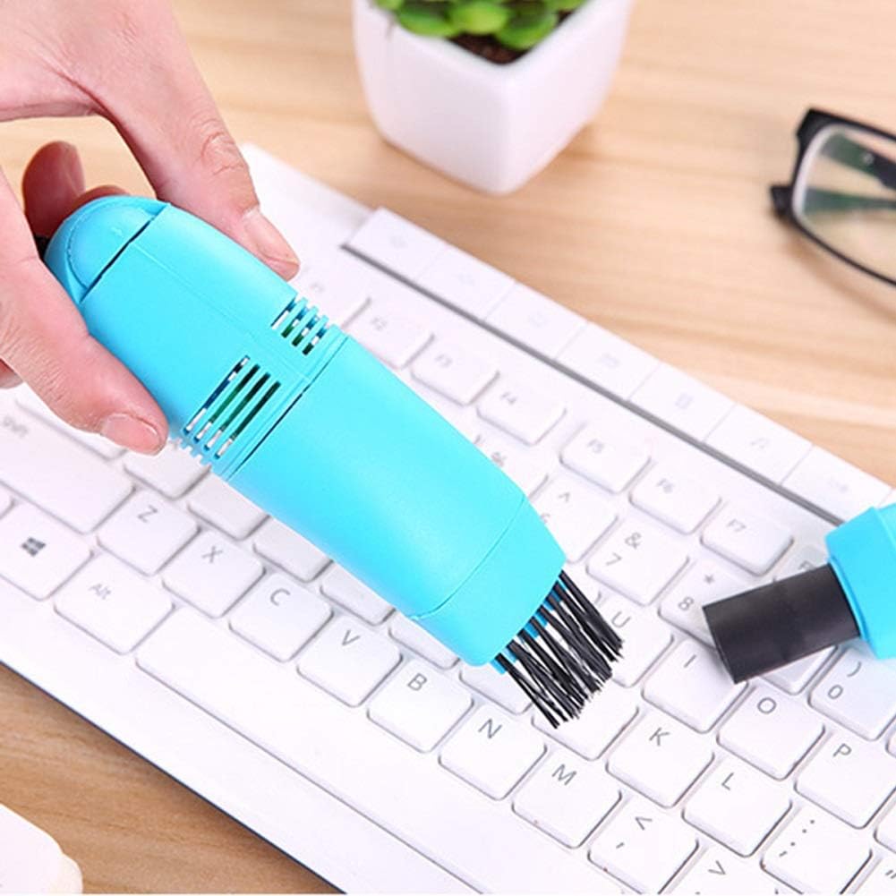 1 mini niebieski odkurzacz, środek do czyszczenia klawiatury USB, zestaw do czyszczenia kurzu, ze szczotką, do laptopa