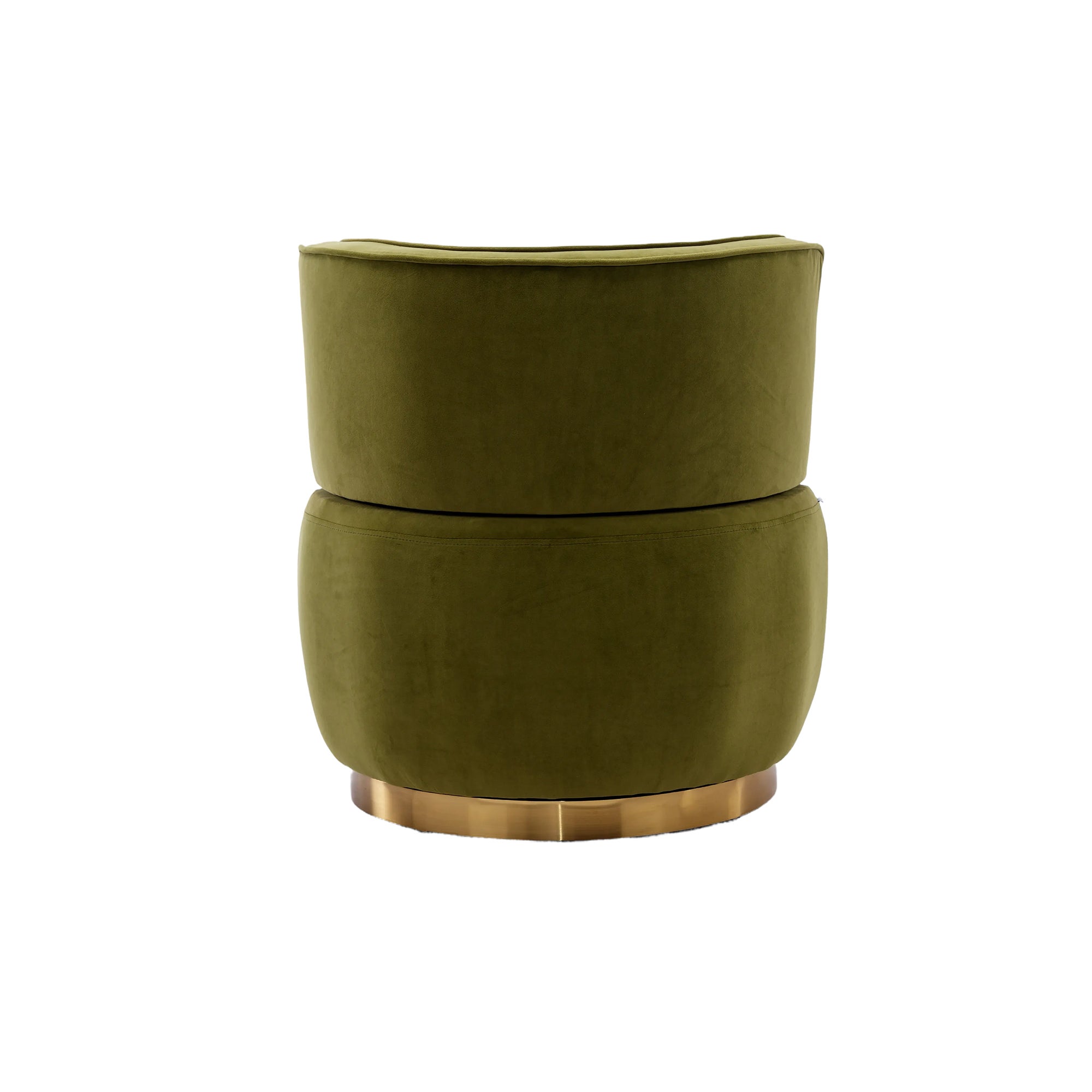 Fauteuil Pivotant 360° Velours Vert Olive - Chaise Lounge Moderne & Confortable - Structure Bois Robuste pour Salon & Chambre - 4