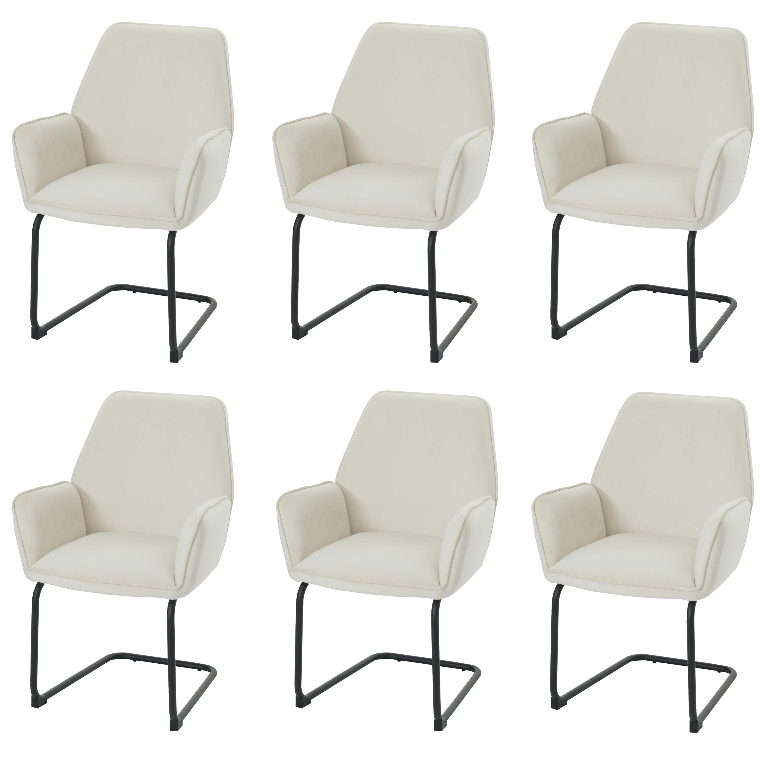 Zestaw 6 krzeseł wspornikowych HWC-G67, krzesło do jadalni, krzesło kuchenne, tkanina/tekstylia Oeko-Tex MVG ~ kremowo-beżowy