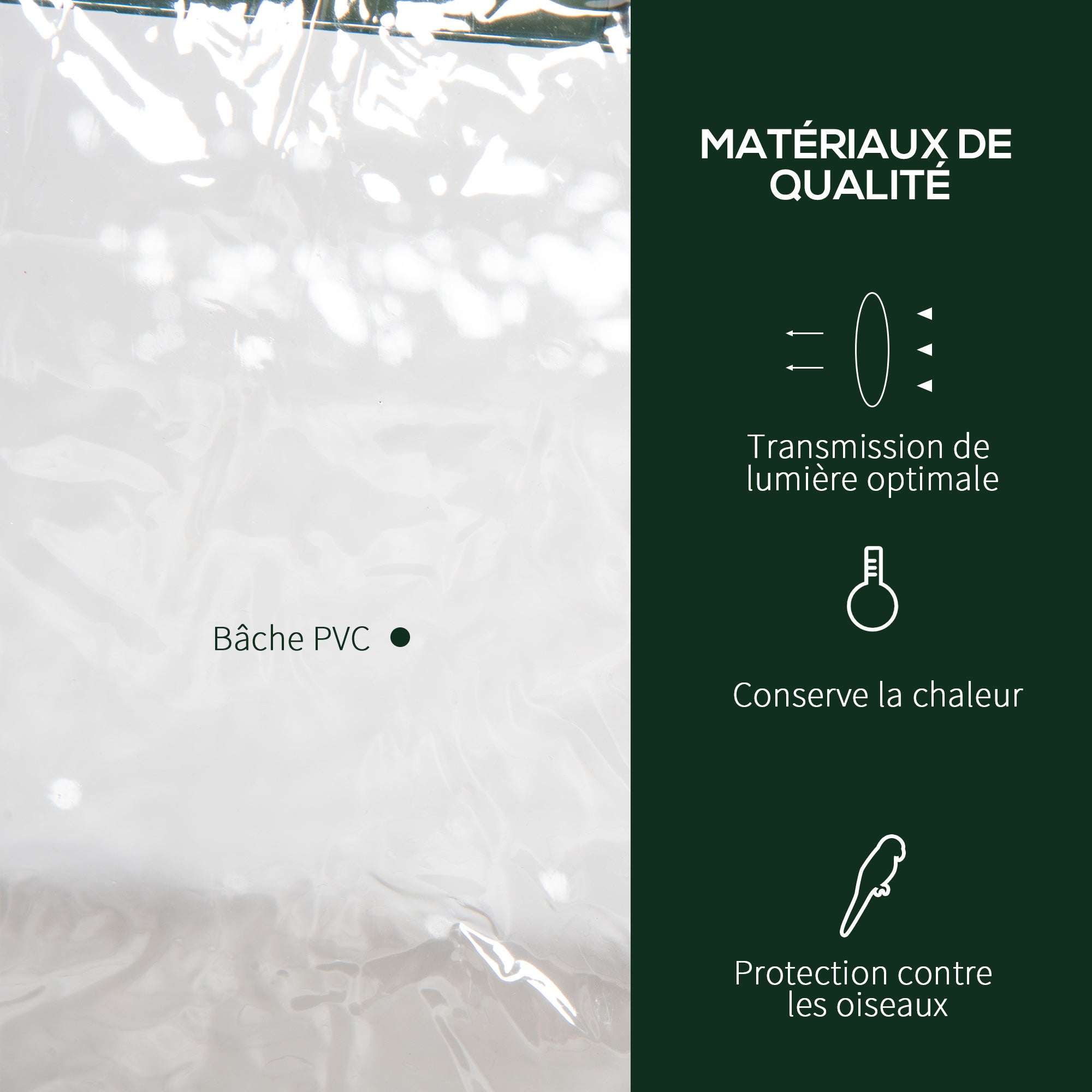 Serre de jardin avec étagères 3 niveaux, serre de balcon, bâche renforcée PVC,pour légumes plantes fleurs, 69 x 49 x 125 cm, transparent - 6