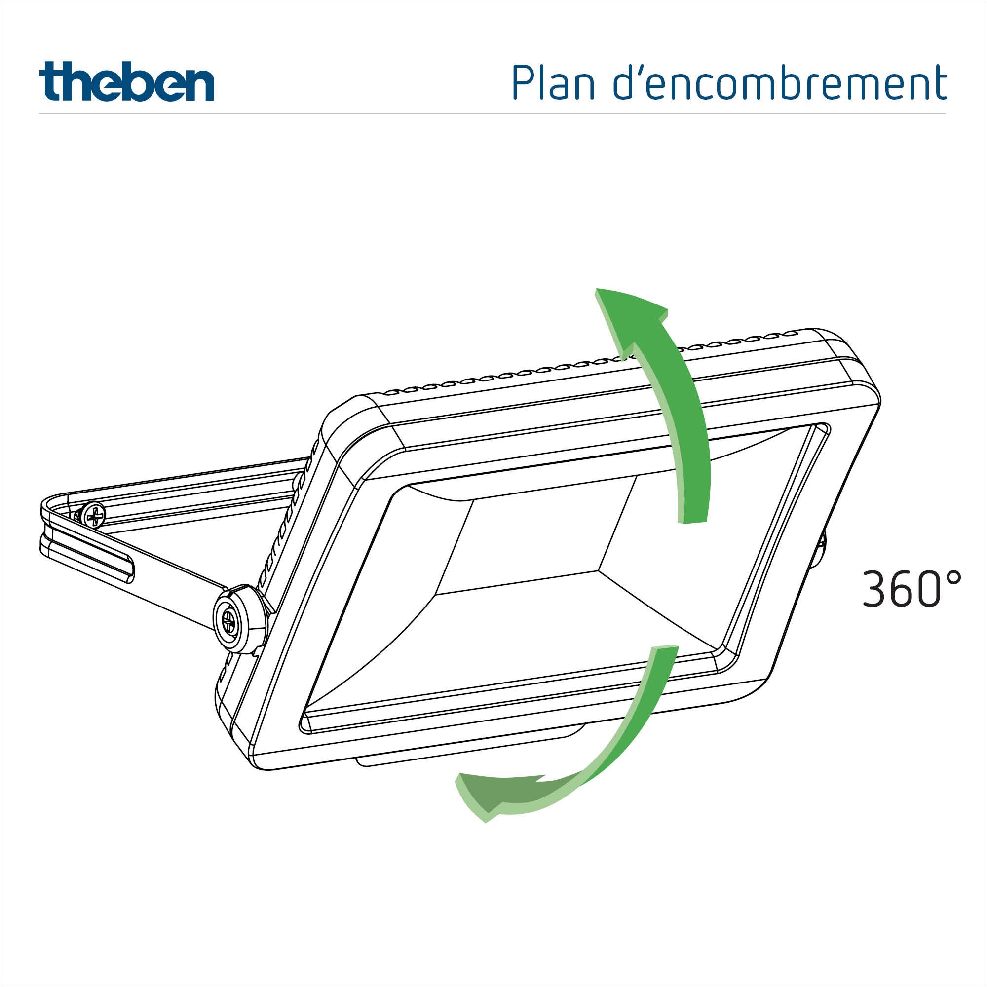 Theben 1020690 theLeda B10L W WH Reflektor LED 10 W, obracany o 360°, 3000 K, ciepła biel - 4