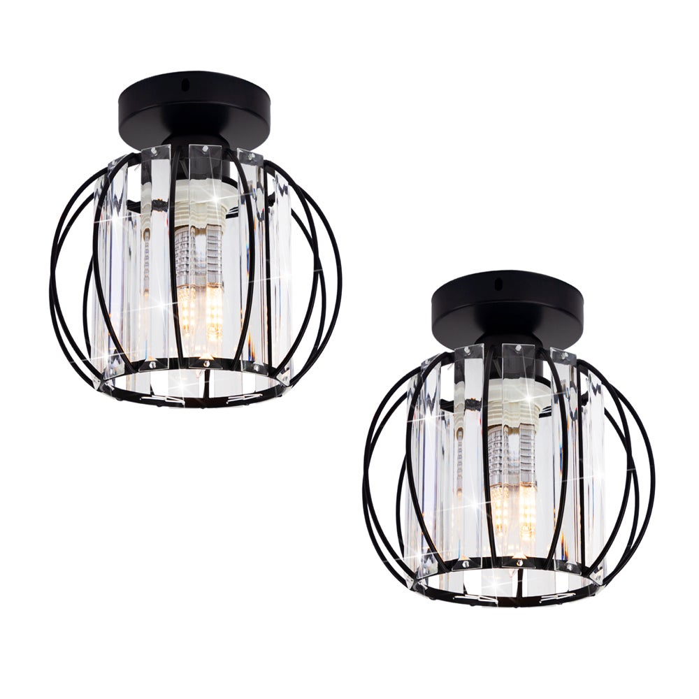 Zestaw 2 mini lamp półwpuszczanych, mały kryształowy żyrandol w stylu nowoczesnej farmy do sypialni, łazienki, korytarza, salonu