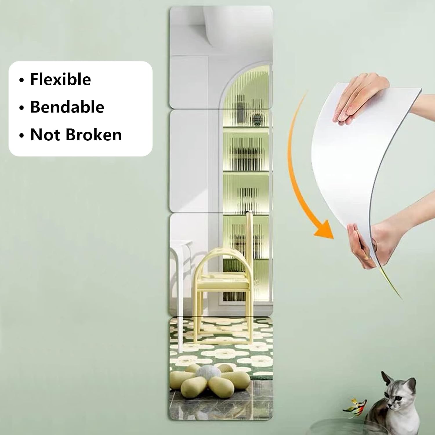 Set 4 Specchi Quadrati Acrilico 30x30 – Infrangibili E Autoadesivi Per Parete