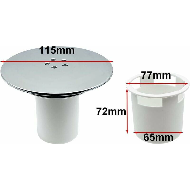 Bonde Douche, Bonde de Douche 115mm, Remplacement de Couvercle de Siphon Douche, Capot Bonde de Douche Universelle - 3