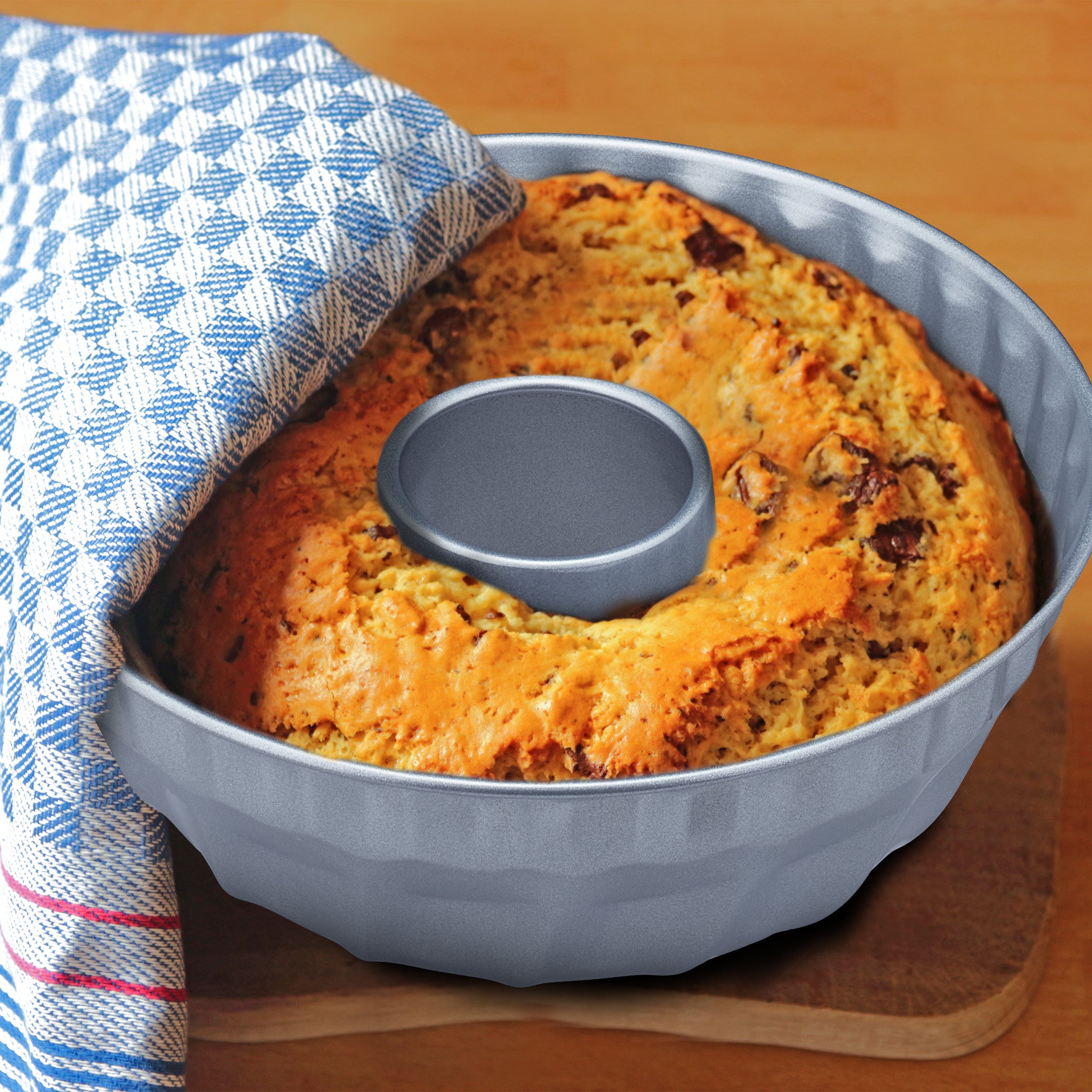 Molde Para Bizcochos Con Tubo - Acero Al Carbono Antiadherente, Diámetro 28 Cm - Ideal Para Tartas Y Repostería