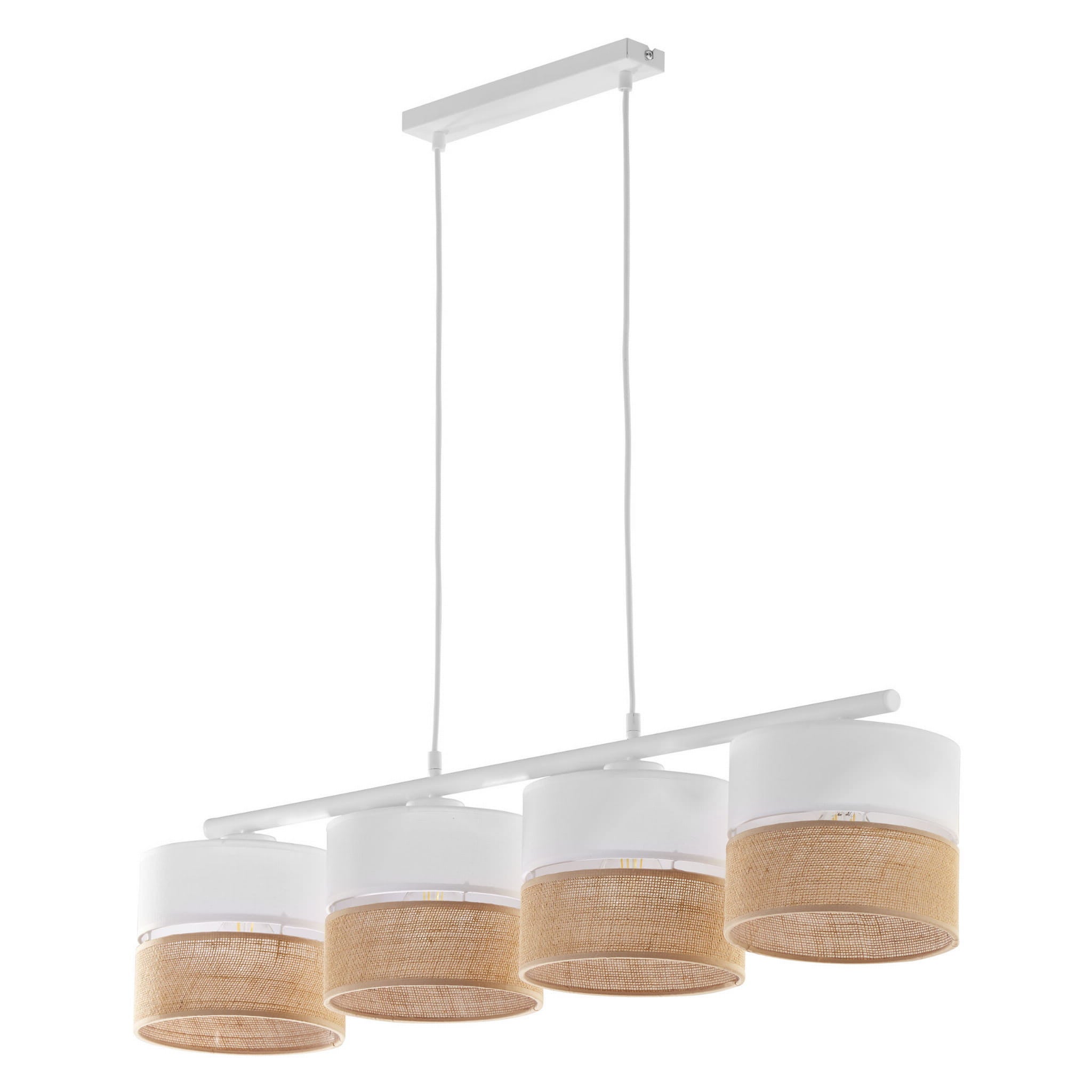 Lampa wisząca Linobianco biało-beżowa 4xE27x15W wym: 95 x 20 x 94 cm tkanina TK Lighting