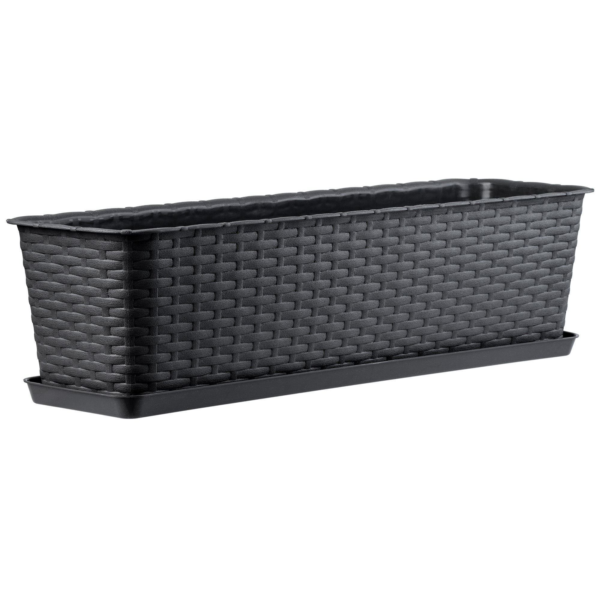 SKRZYNKA BALKONOWA DONICZKA DONICA NA KWIATY ANTRACYT 60cm + PODSTAWKA - 3