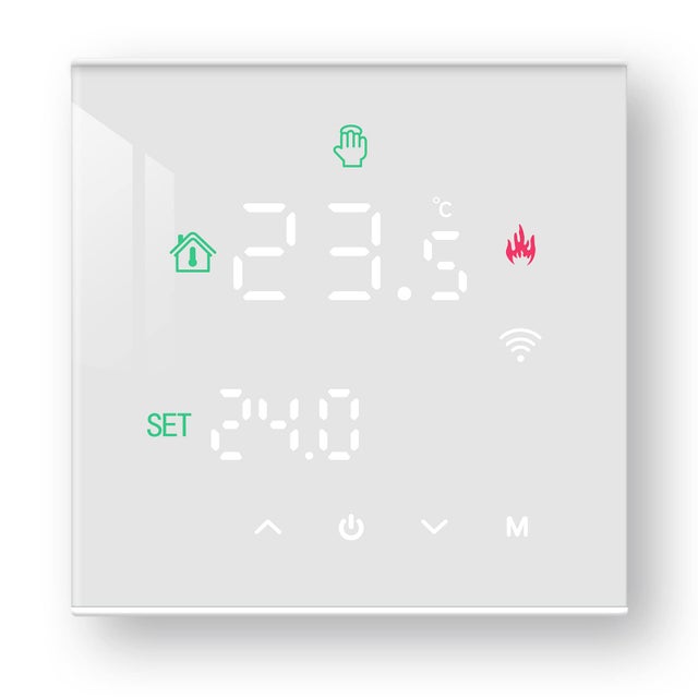 Termostato WiFi Intelligente Programmabile,App Tuya,Termostato Riscaldamento Acqua Touchscreen LCD Digitale,3A TGW60W-WIFI-WP Bianco