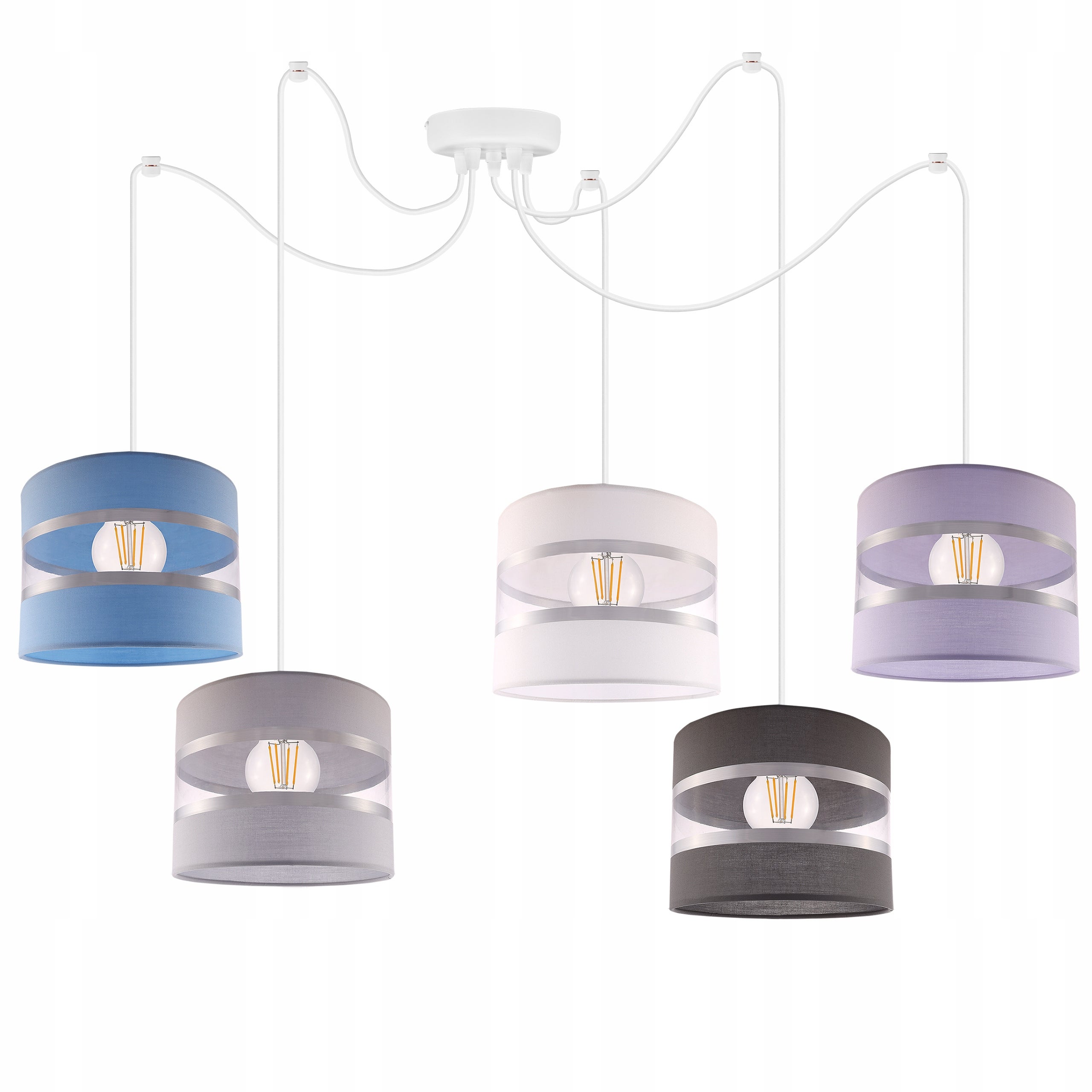 Lampa sufitowa wisząca Spider Lollipop 5xE27 abażur walec wielokolorowy Light Home LH