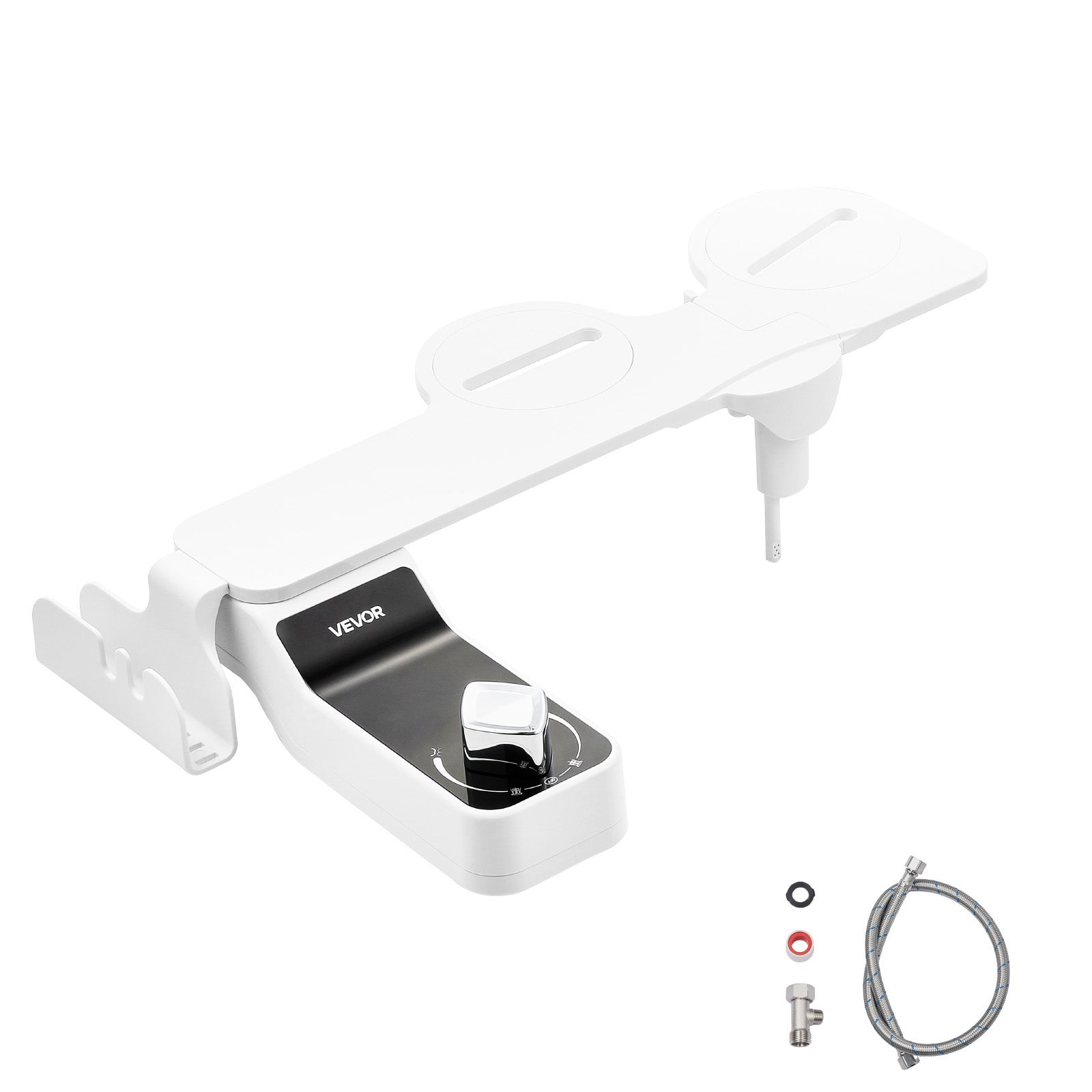 Pulvérisateur Bidet VEVOR Non Électrique, Accessoire pour Bidet Toilette Ultra Fin de 7 mm, Pression d'Eau Réglable, Doubles Buses Rétractables - 9