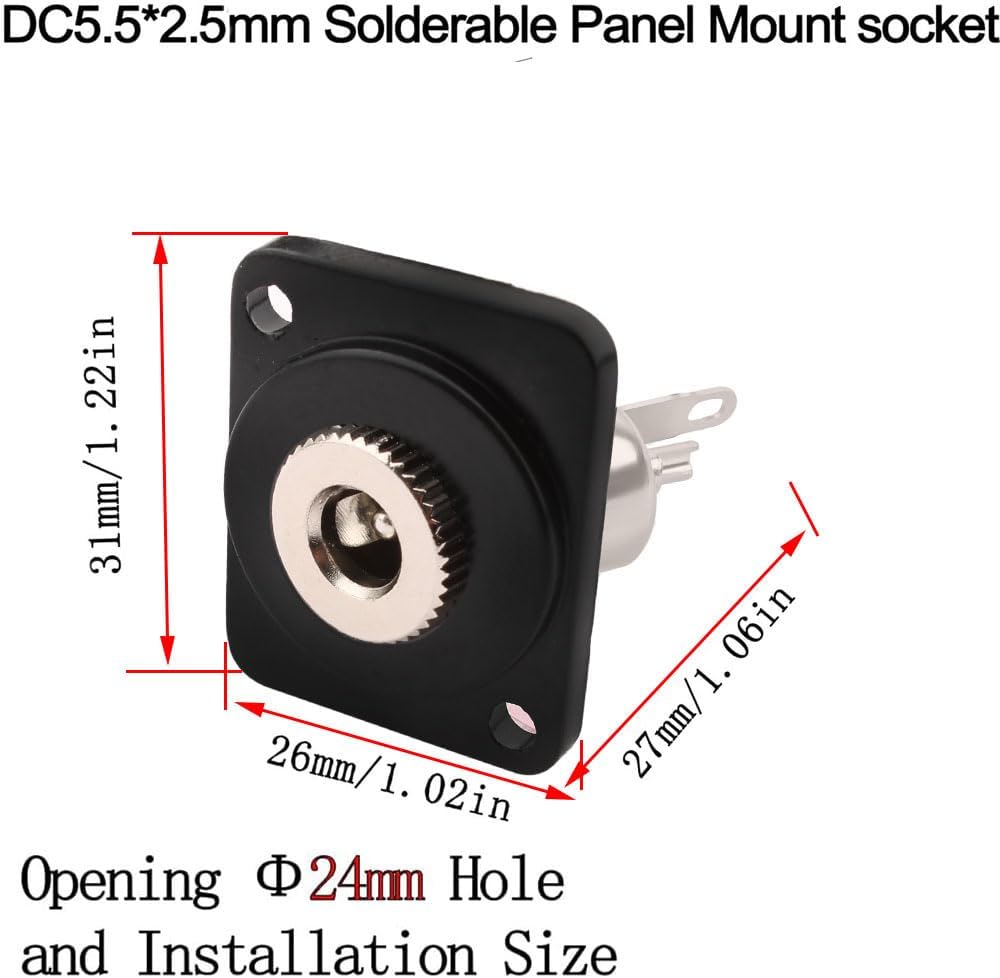 12V 3A 5.5x2.1mm DC Power maschio spine connettore presa di alimentazione DC femmina Jack vite dado adattatore per montaggio a pannello 5.5*2.1mm