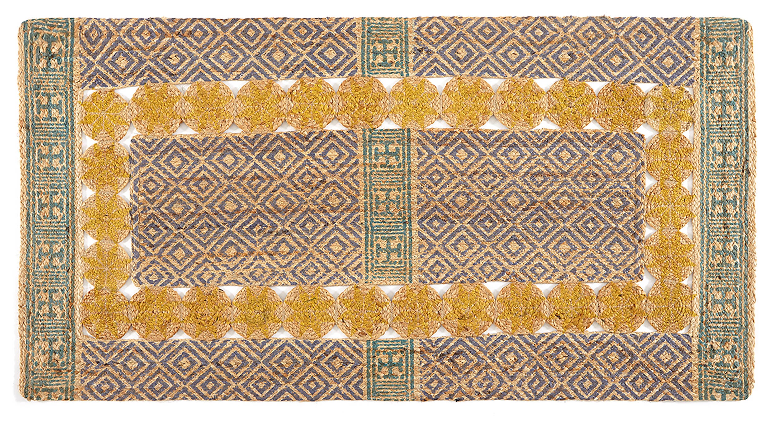 Dywan z naturalnej juty z nadrukiem AZTECA 160x230 cm – Ręcznie wykonany, elegancki i trwały