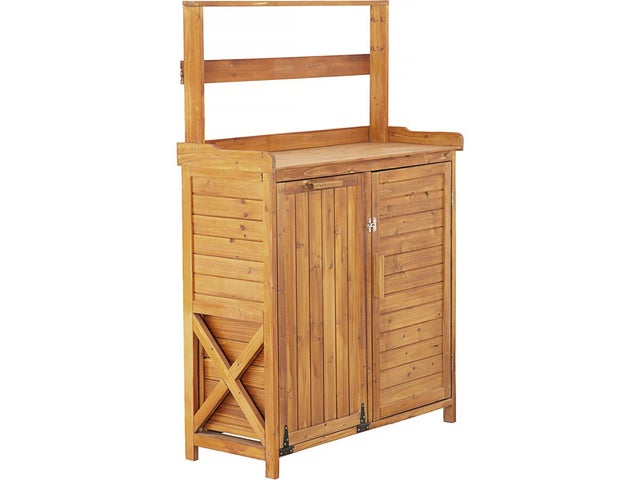 Armoire de jardin en bois avec poubelle intégrée 