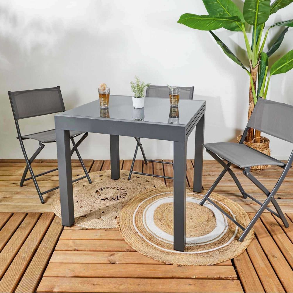Table D'extérieur - Home Deco Factory - Haria - Extensible - Gris - 80 X 80 X 160 Cm - 8