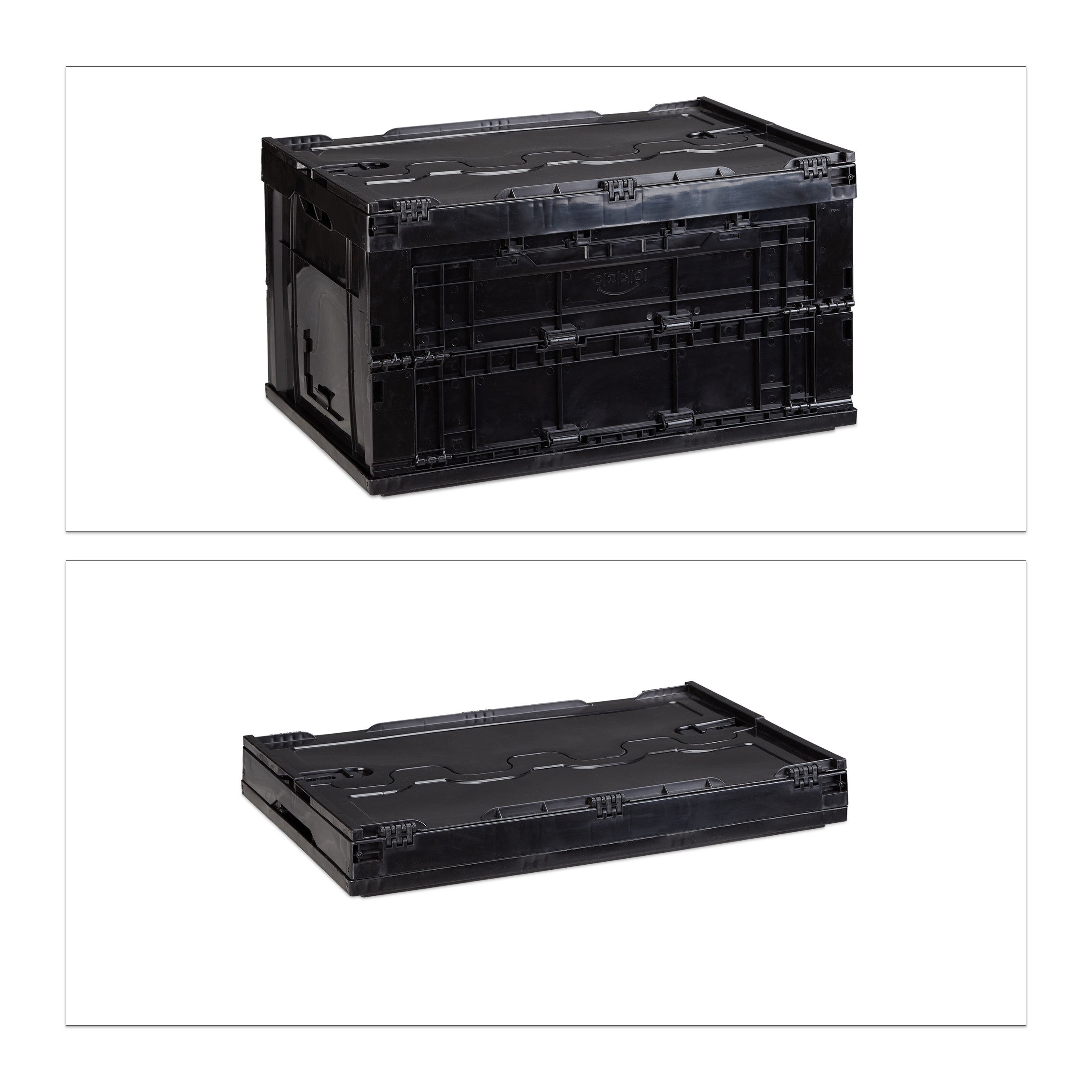 Boîte de transport, lot de 4, stable, pour commerce, de qualité 60 litres HxlxP 32,5x58,5x39,5cm, noir - 9