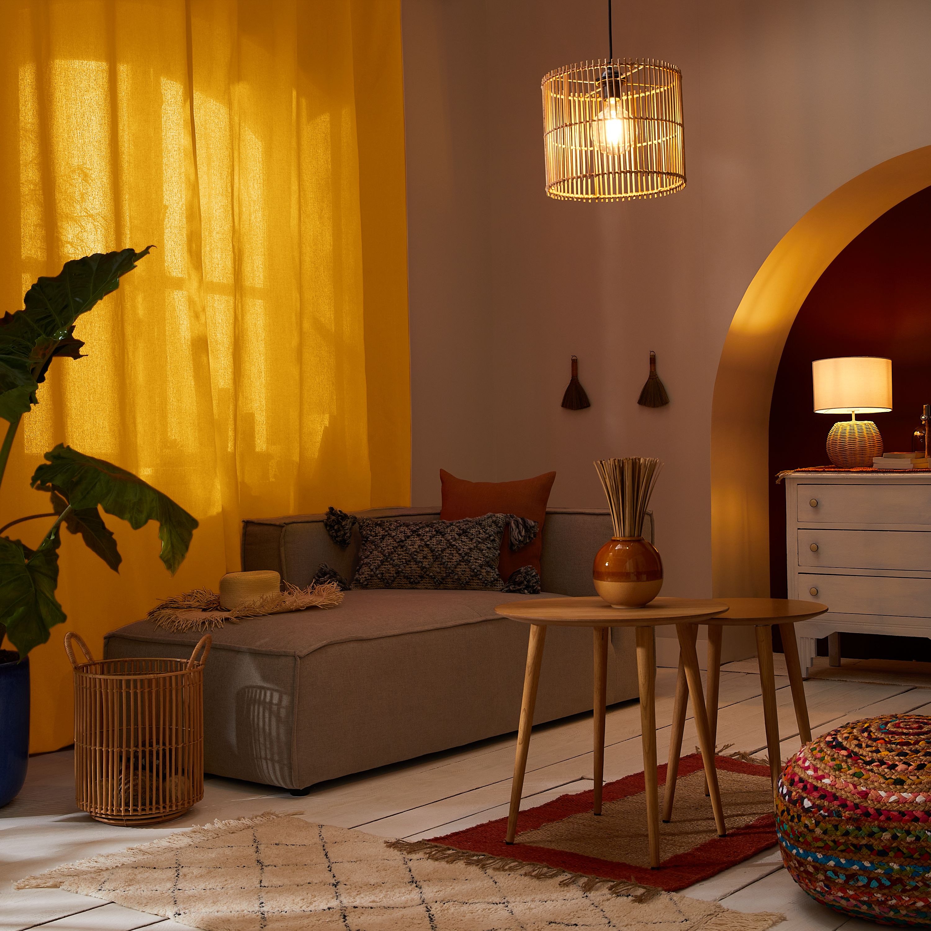 Tenda filtrante KALPE - L.200 x H.280 cm - Cotone - Giallo - 2