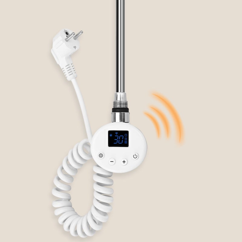 Grzałka elektryczna 600 W z termostatem cyfrowym i WiFi – Element grzejny ze stali nierdzewnej do grzejnika łazienkowego, kolor biały