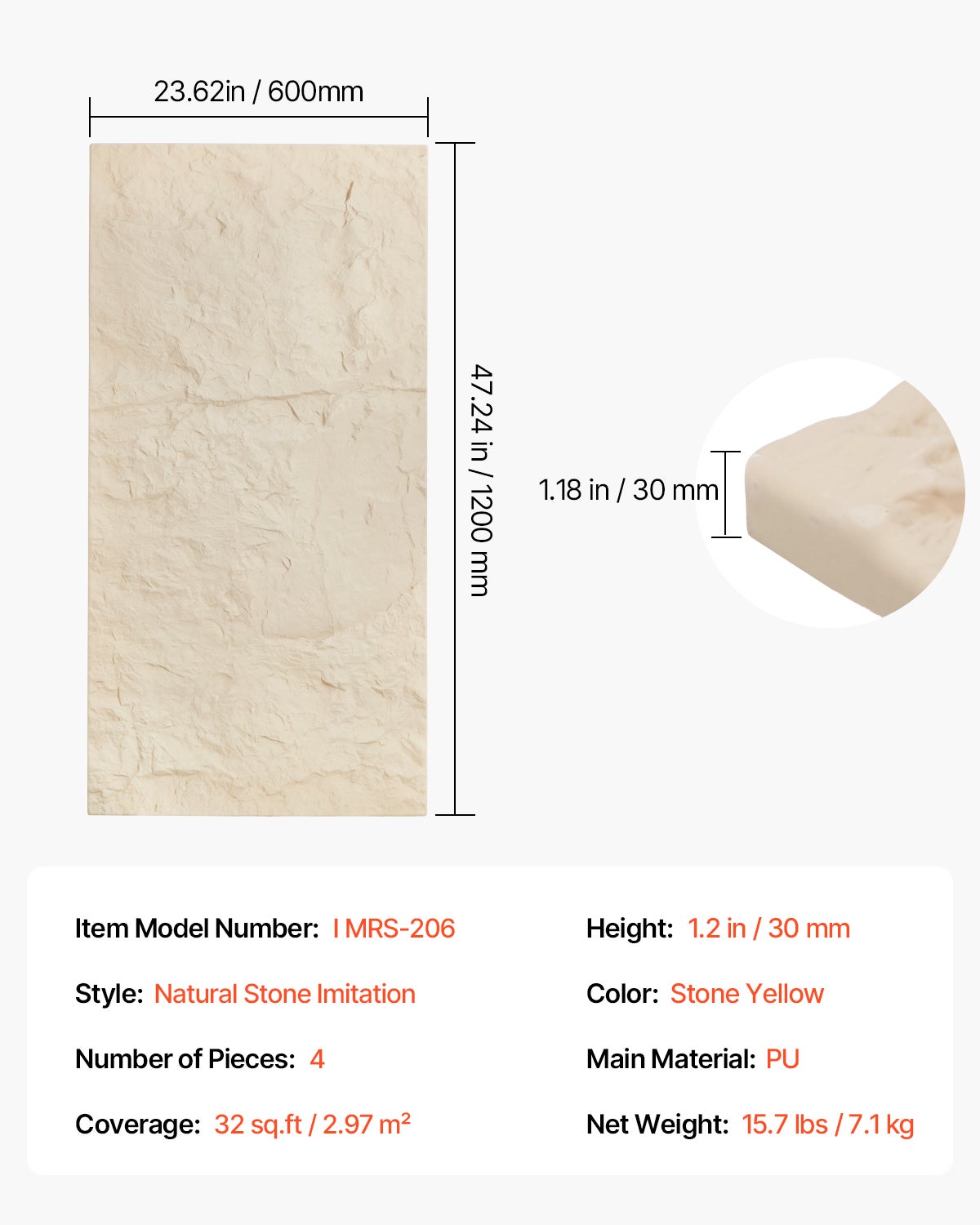 Panneaux muraux VEVOR 3D,48 x 24 po,4 pièces,carreaux imitation pierre PU,couverture 32 pi2,pour plafond,chambre,salon et salle de jeux - 7
