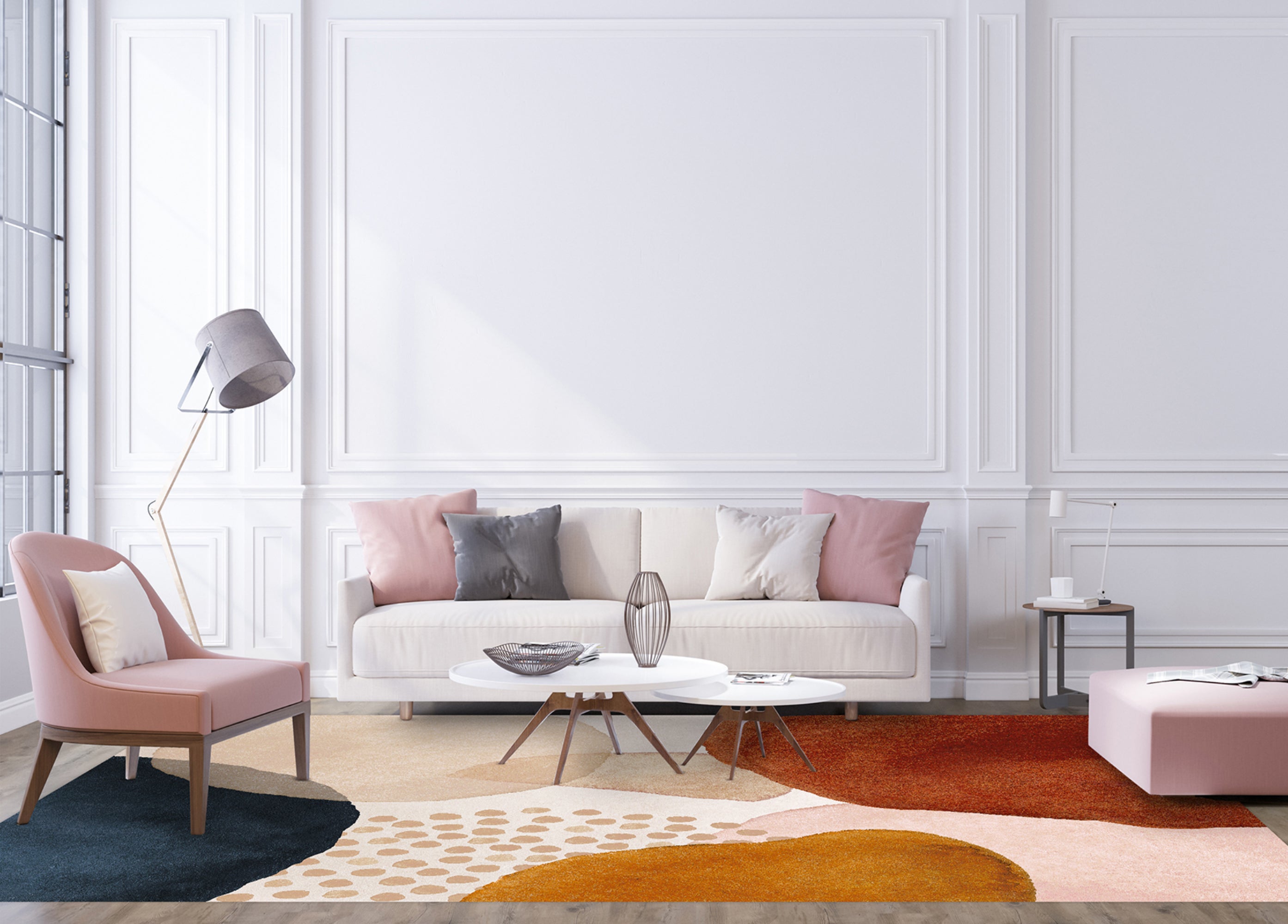 Tapis antidérapant en vinyle, Anoushka 133x200 cm - PVC imprimé, lavable, ignifuge, pour le salon et la cuisine, style moderne - 2