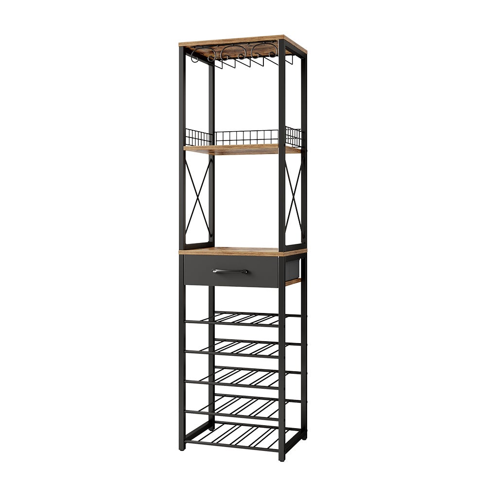 Vicco Stojak na wino Porto, Rustykalny dąb, 40 x 147.5 cm z szufladą