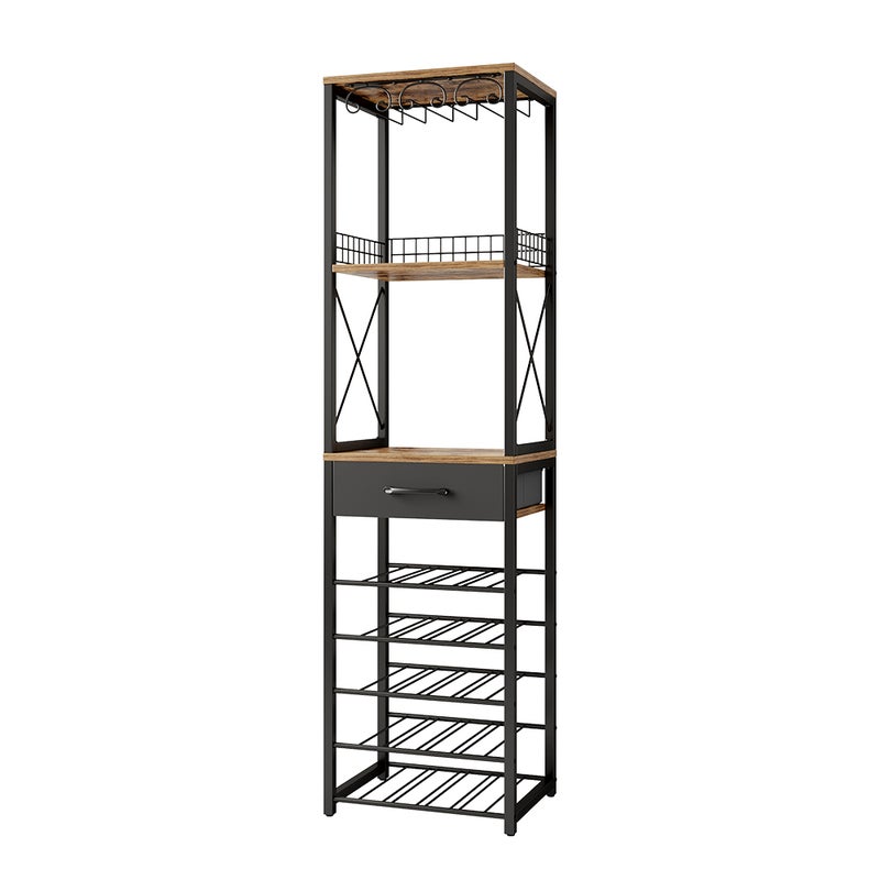 Vicco Stojak na wino Porto, Rustykalny dąb, 40 x 147.5 cm z szufladą