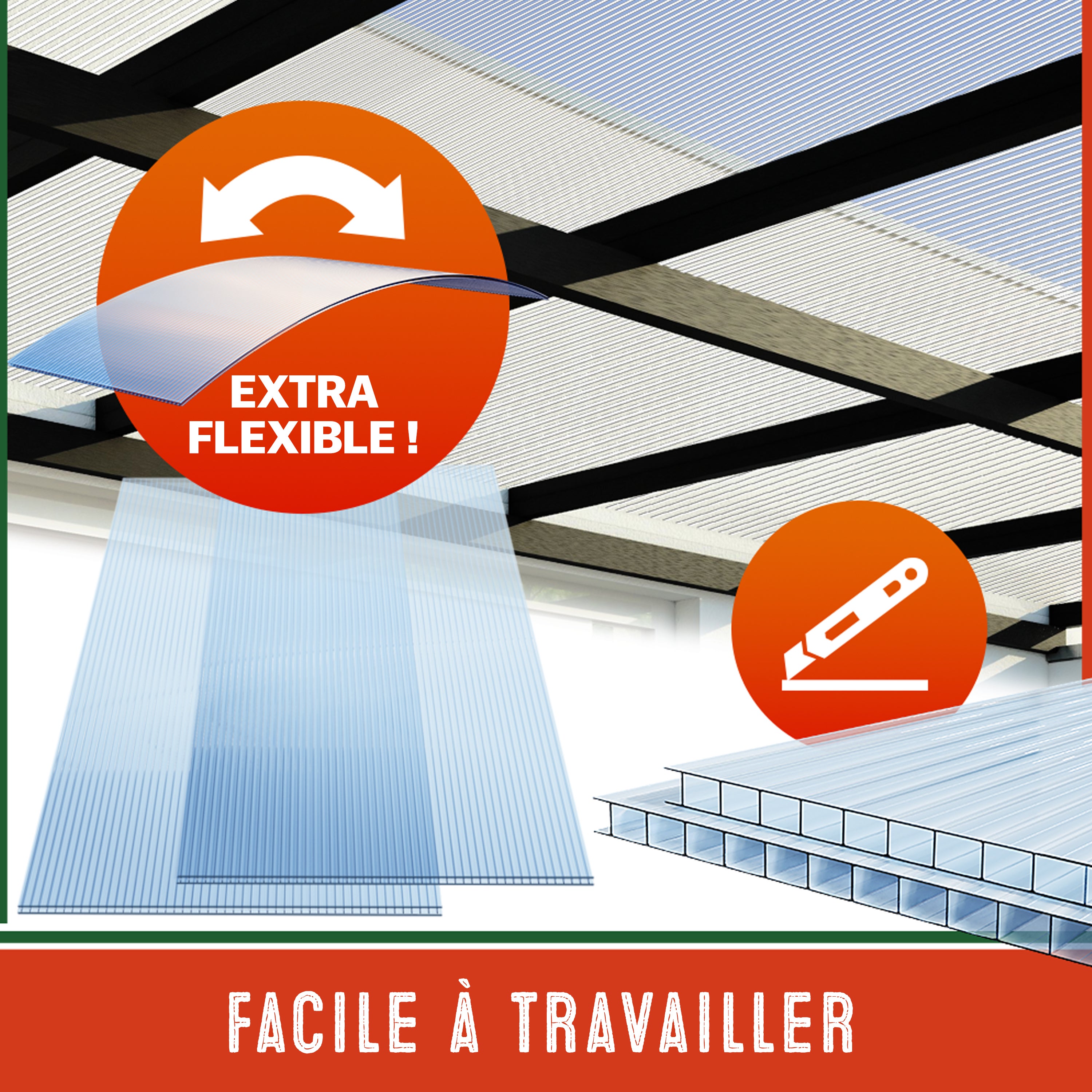 GARDEBRUK® 10x Plaques de polycarbonate creux 6mm 121x60,5cm découpe 7,3m² résistant aux UV plaques à double paroi serre de jardin plaque alvéolaire - 4