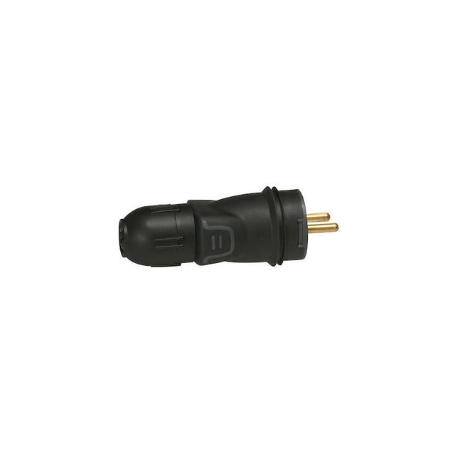 Fiche caoutchouc - 2P+T - 16A - IP55 - Noir