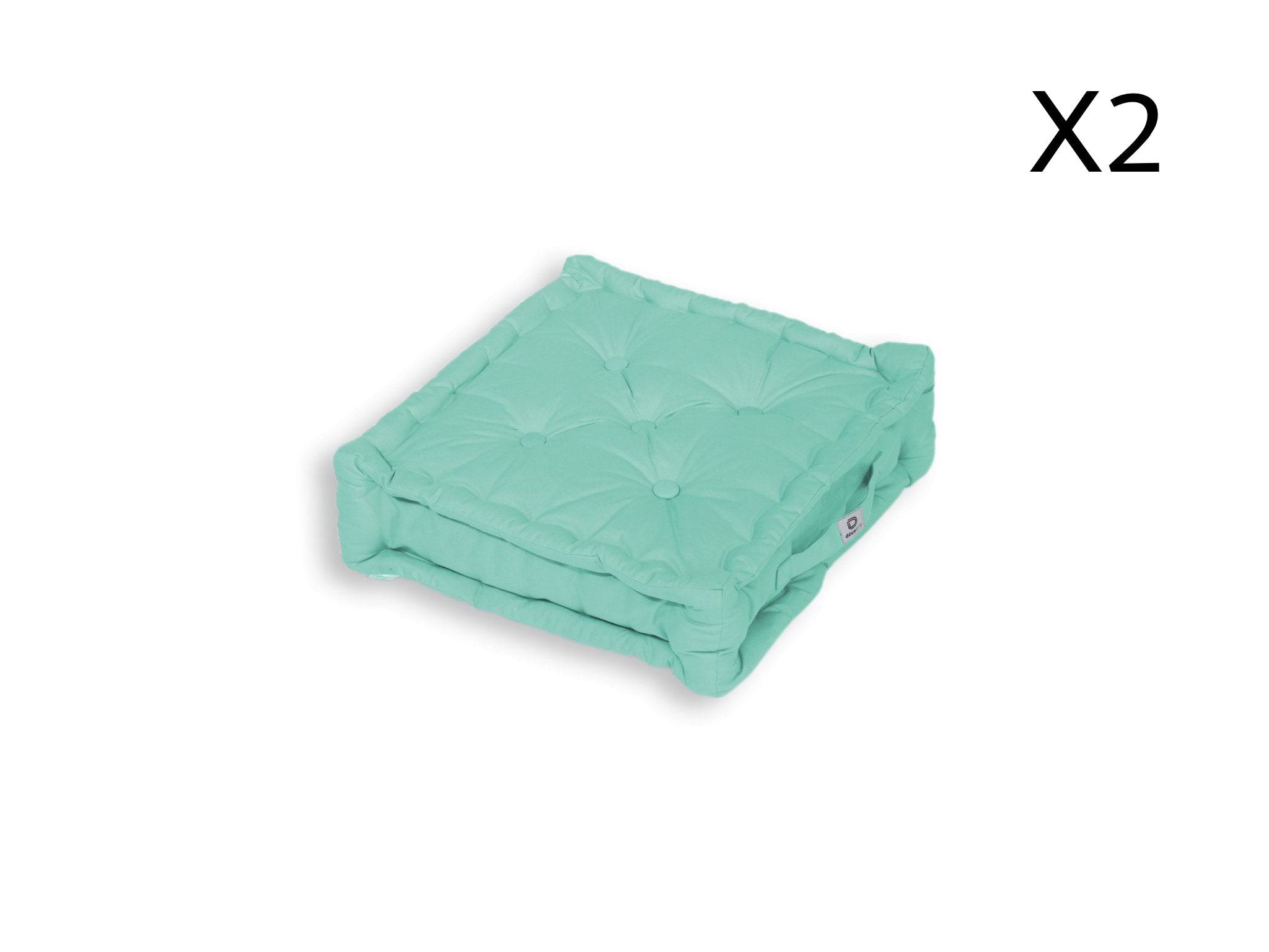 Coussin de sol lot de 2 - 50 x 50 cm Vert - 4