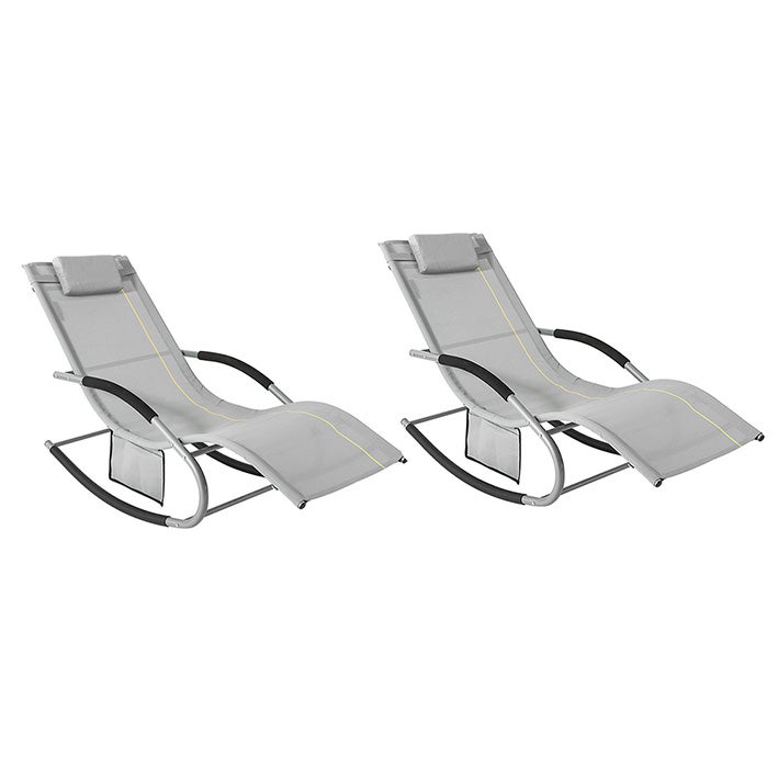 SoBuy Zestaw 2 leżaki Jasnoszary 147x63x85cm Przemysłowy OGS28-HGx2