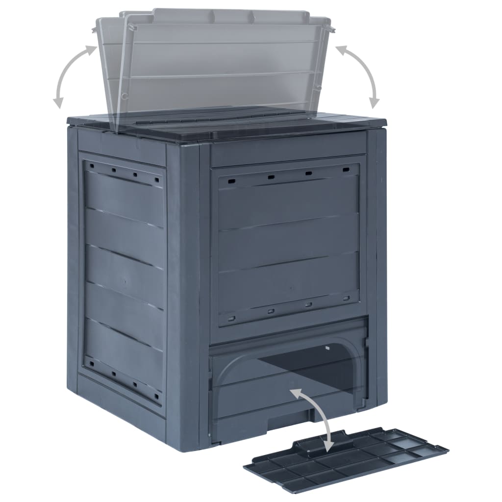 Compostador de jardín de 260 L gris, 60 × 60 × 73 cm - 4