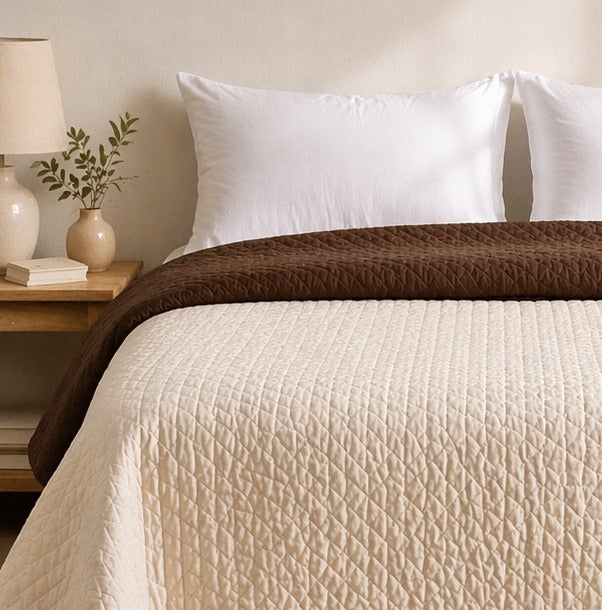 Colcha Bicolor Reversible Beige/Marrón Cama 180cm Donegal Collections - 7