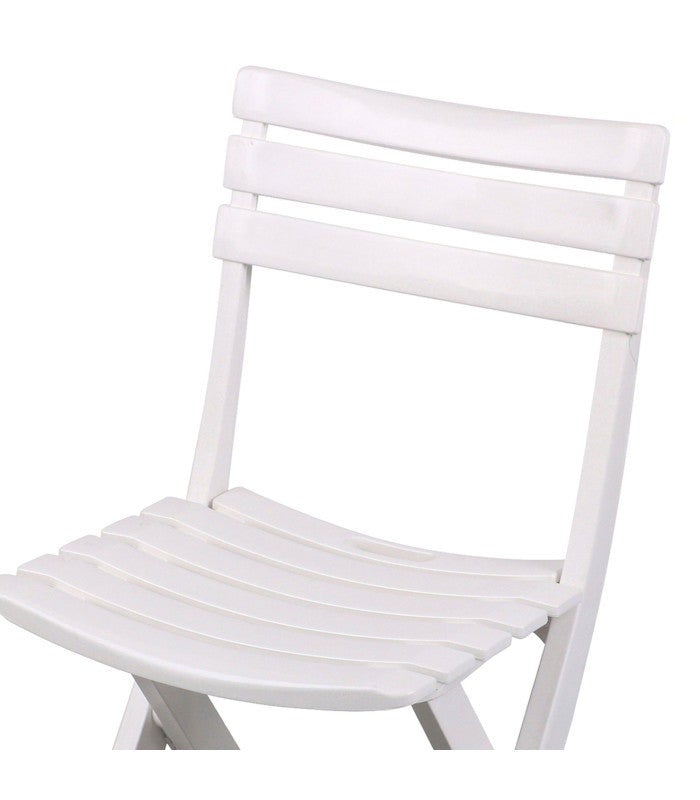 Chaise De Jardin Pliable En Plastique Blanc 41.5x40x79cm - 2