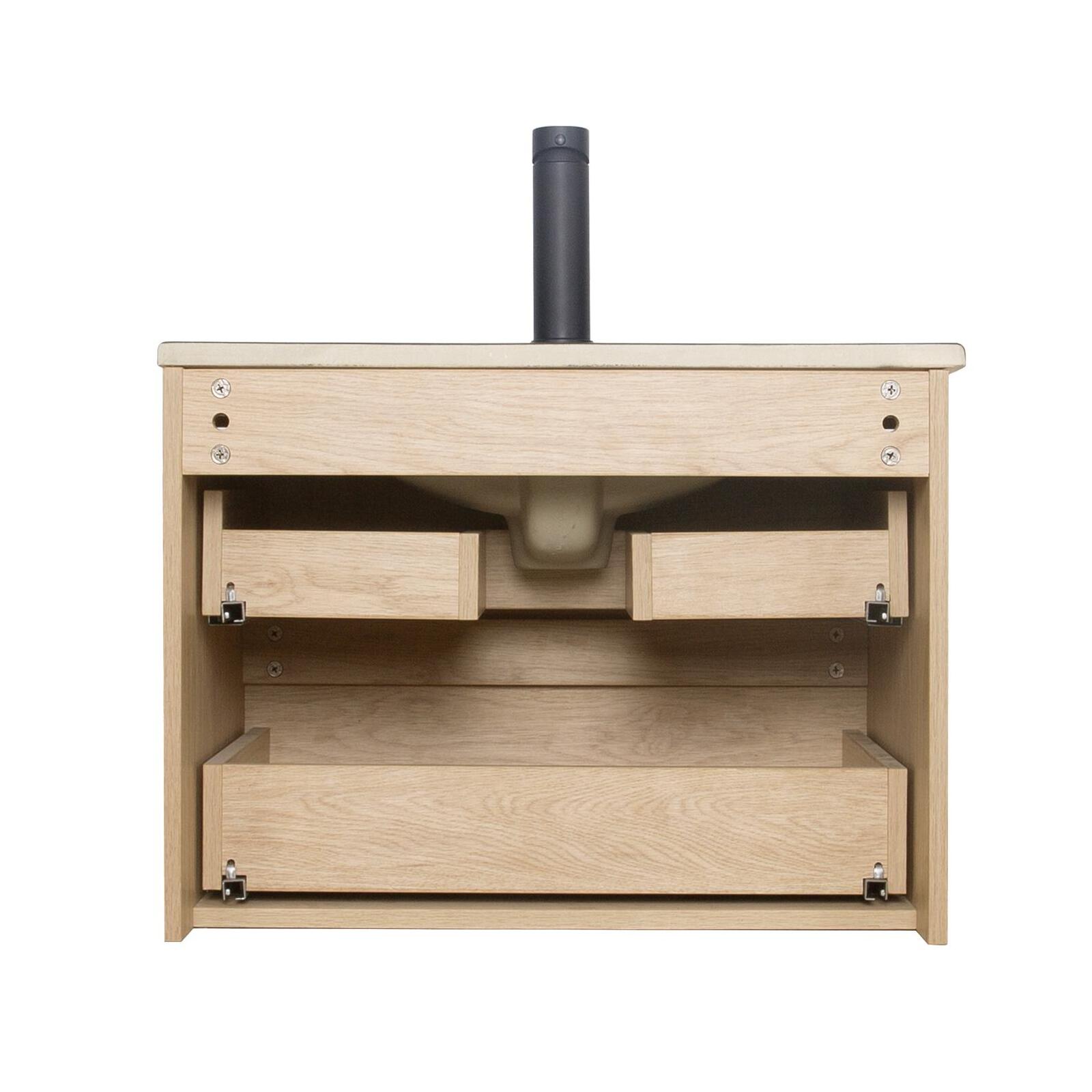 Ensemble simple vasque SORRENTO 60cm avec plan céramique et robinet noir - 5